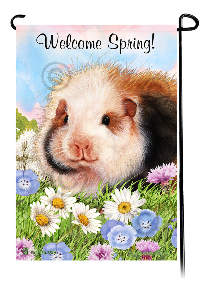 Teddy Bear Guinea Pig Welcome Spring Garden Flags