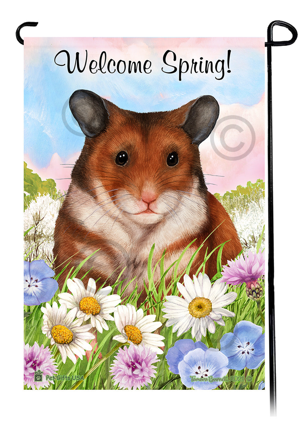 Hamster Welcome Spring Garden Flags