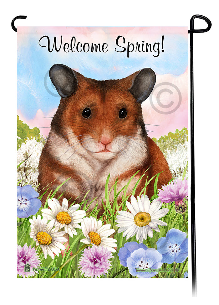 Hamster Welcome Spring Garden Flags