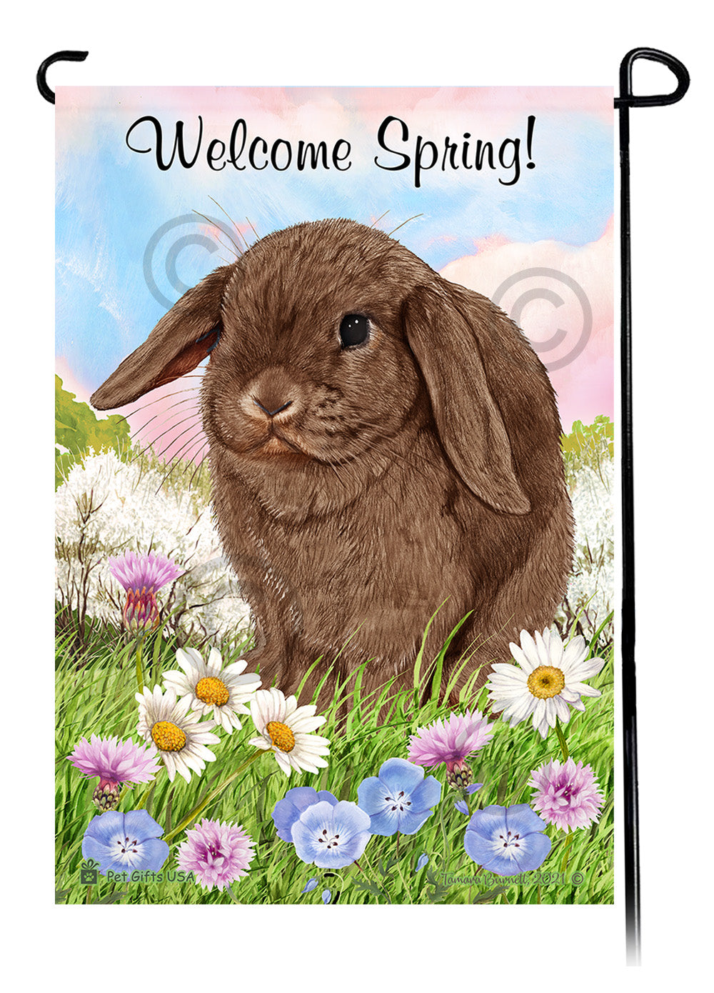 Mini Lop Rabbit Welcome Spring - Garden Flag