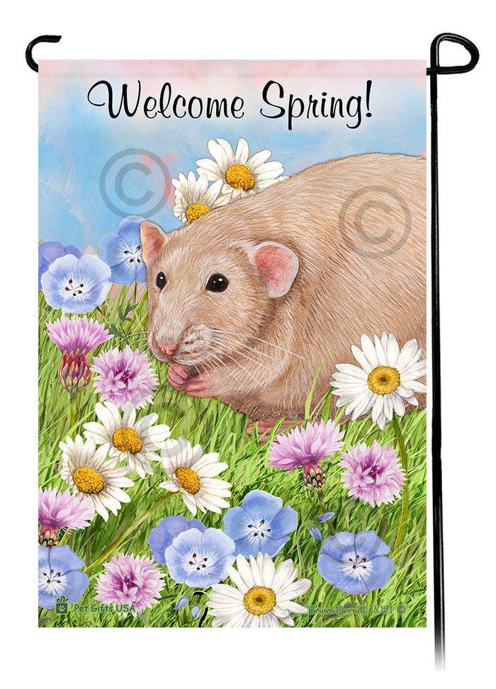 Light Cream Rat Welcome Spring Garden Flags