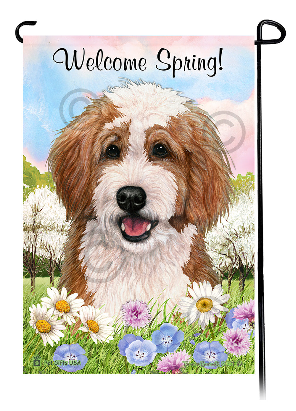 Bernedoodle Welcome Spring - Garden Flag