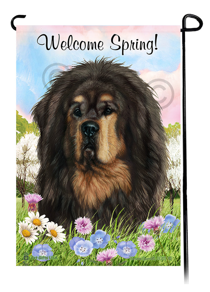 Tibetan Mastiff Welcome Spring Garden Flags