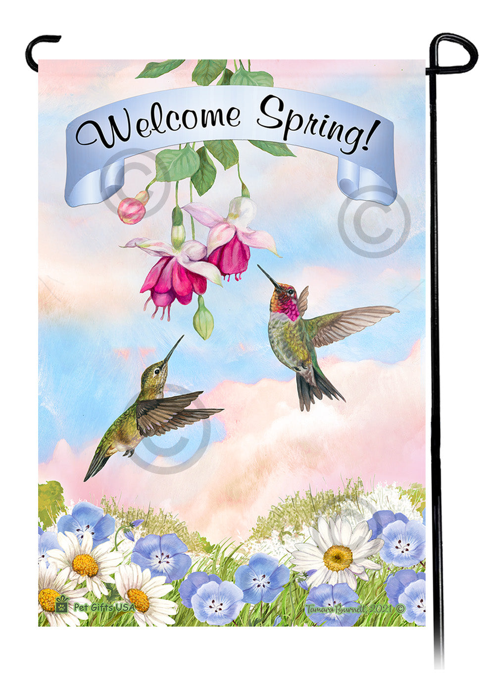 Anna's Hummingbird Welcome Spring Garden Flags