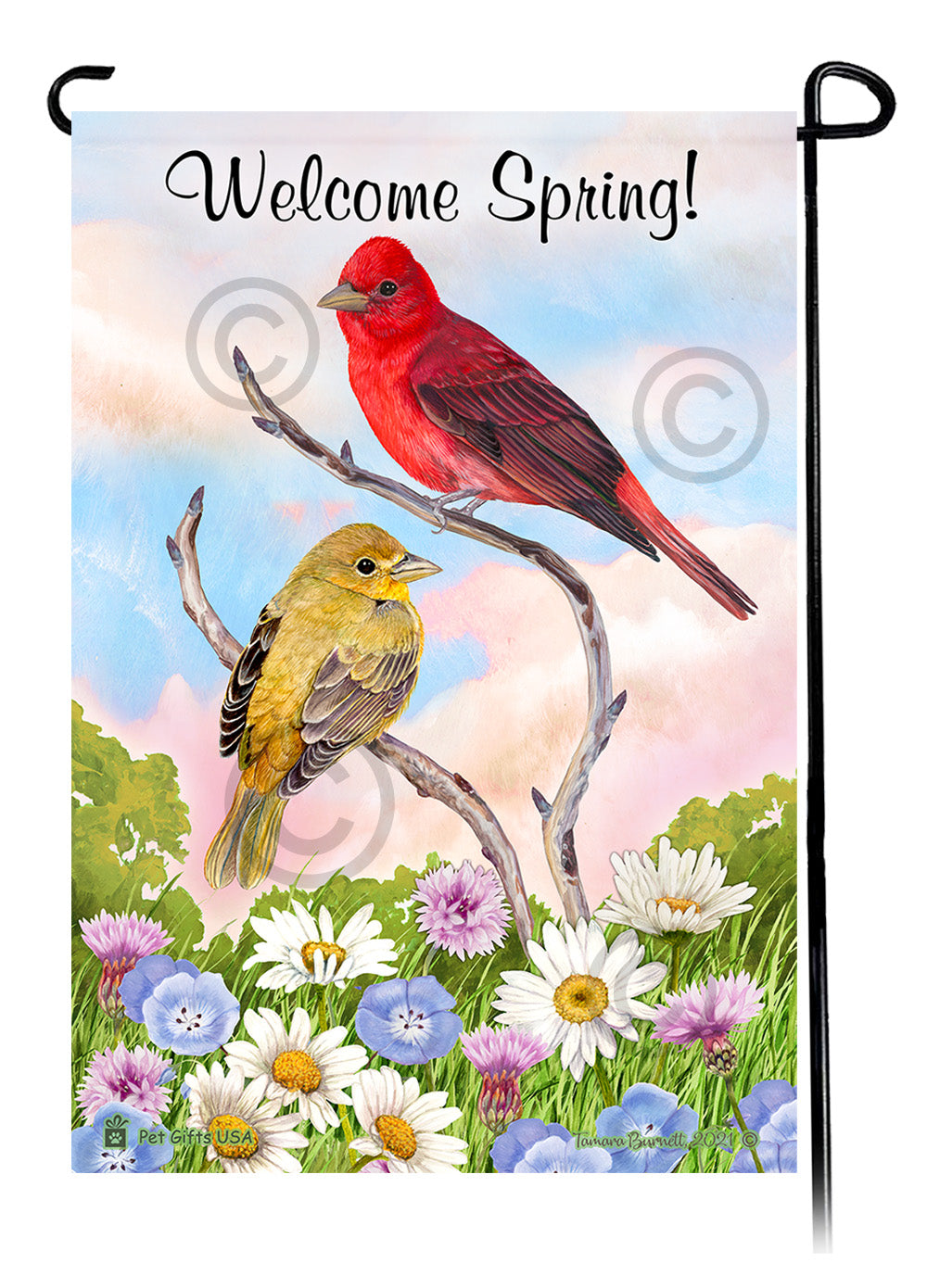 Summer Tanager Welcome Spring Garden Flags