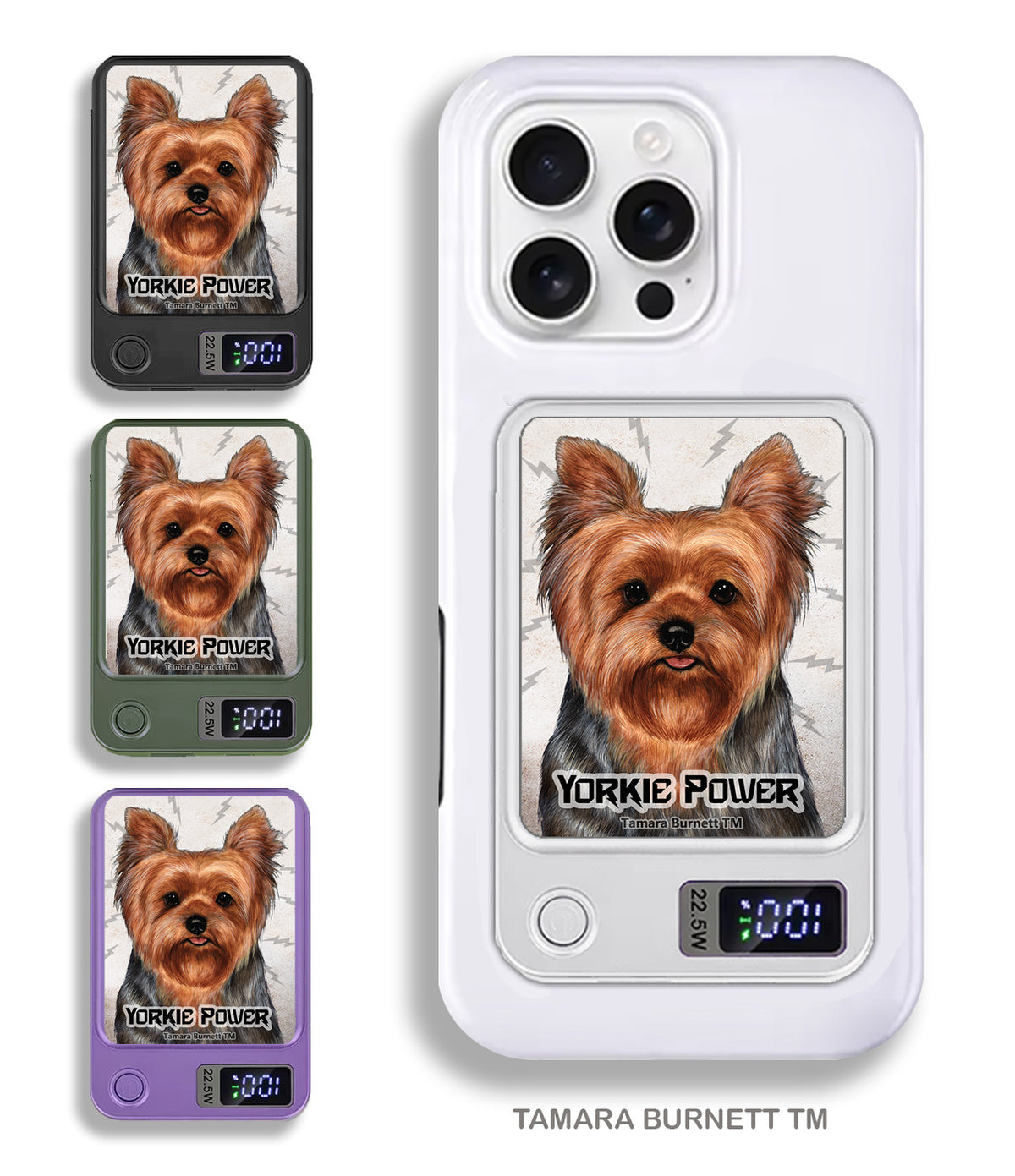 Yorkie Adult Natural Coat 2 Phone Bank Wireless Charger