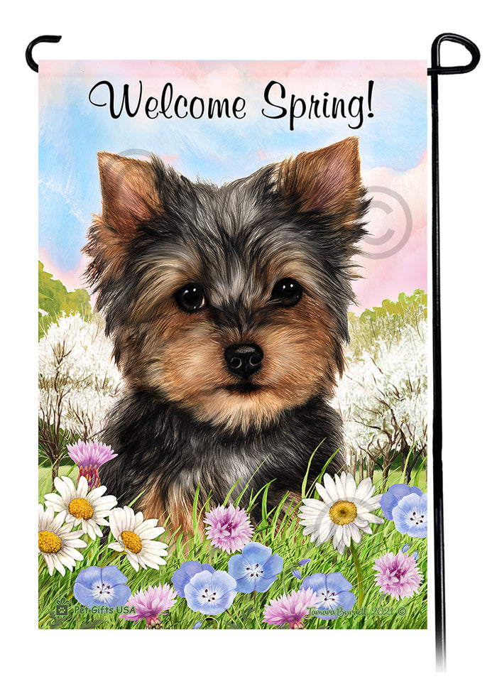 Yorkshire Terrier Welcome Spring Garden Flags