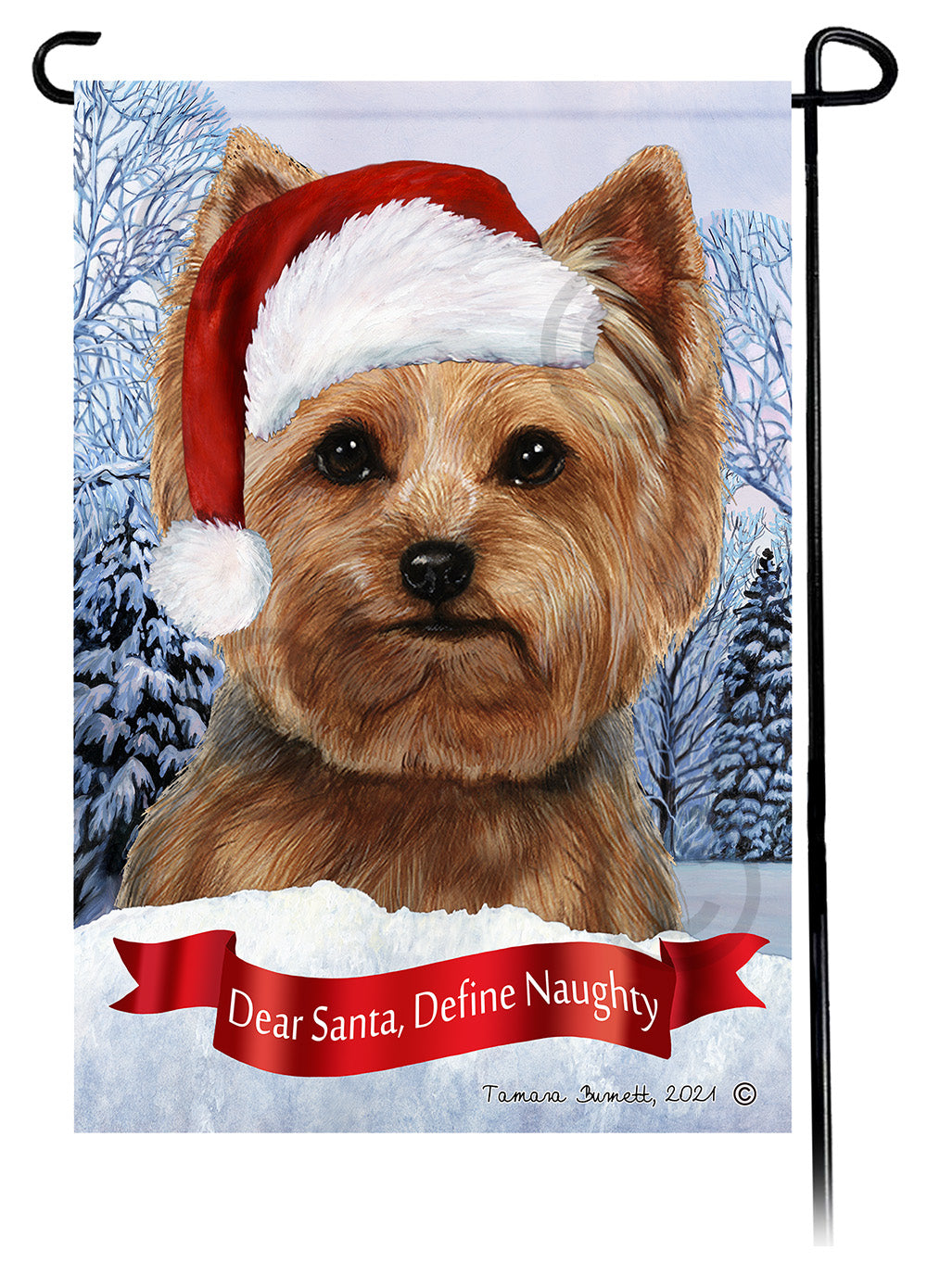 Yorkshire Terrier Dear Santa, Define Naughty - Garden Flag
