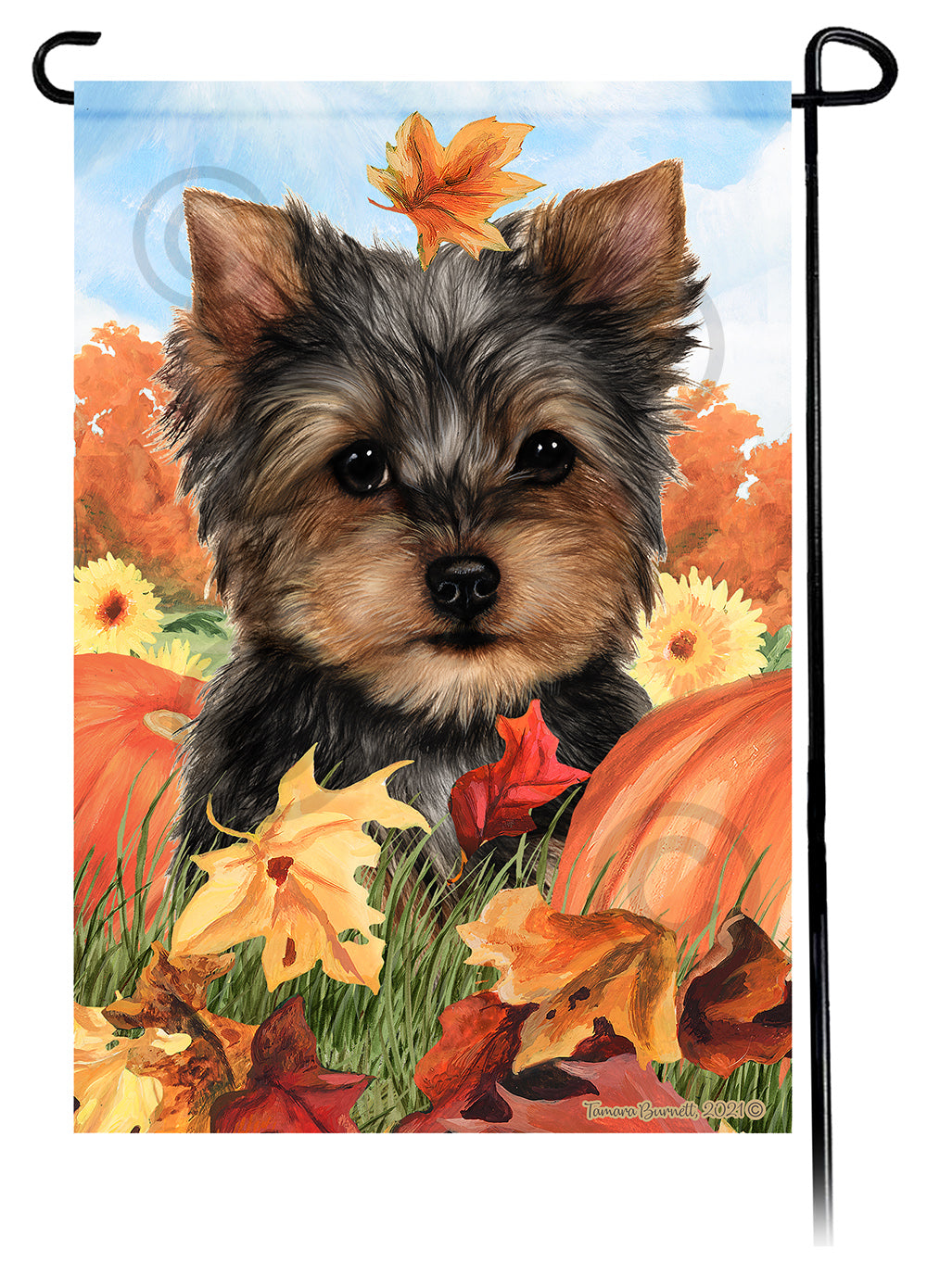 Yorkshire Terrier Falling Leaves Garden Flags