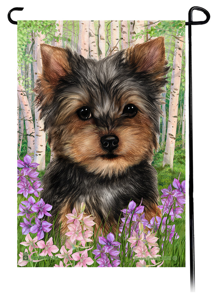Yorkshire Terrier Spring Flowers Garden Flags