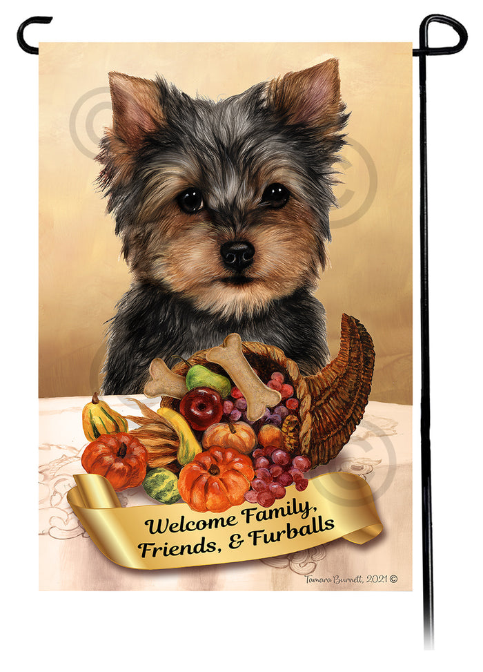 Yorkshire Terrier Thanksgiving Garden Flags