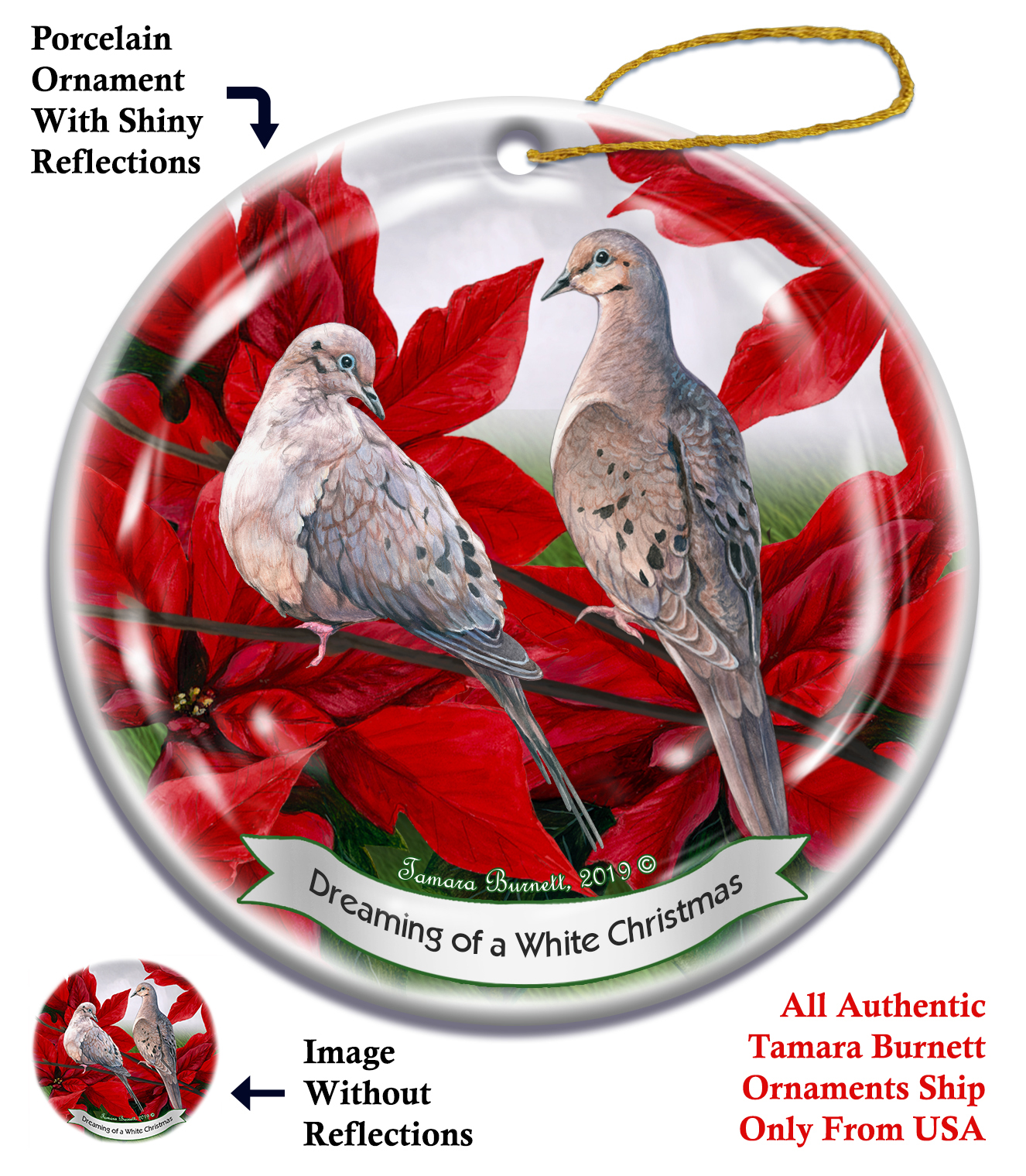 Mourning Doves - Up To Snow Good Ornament Image