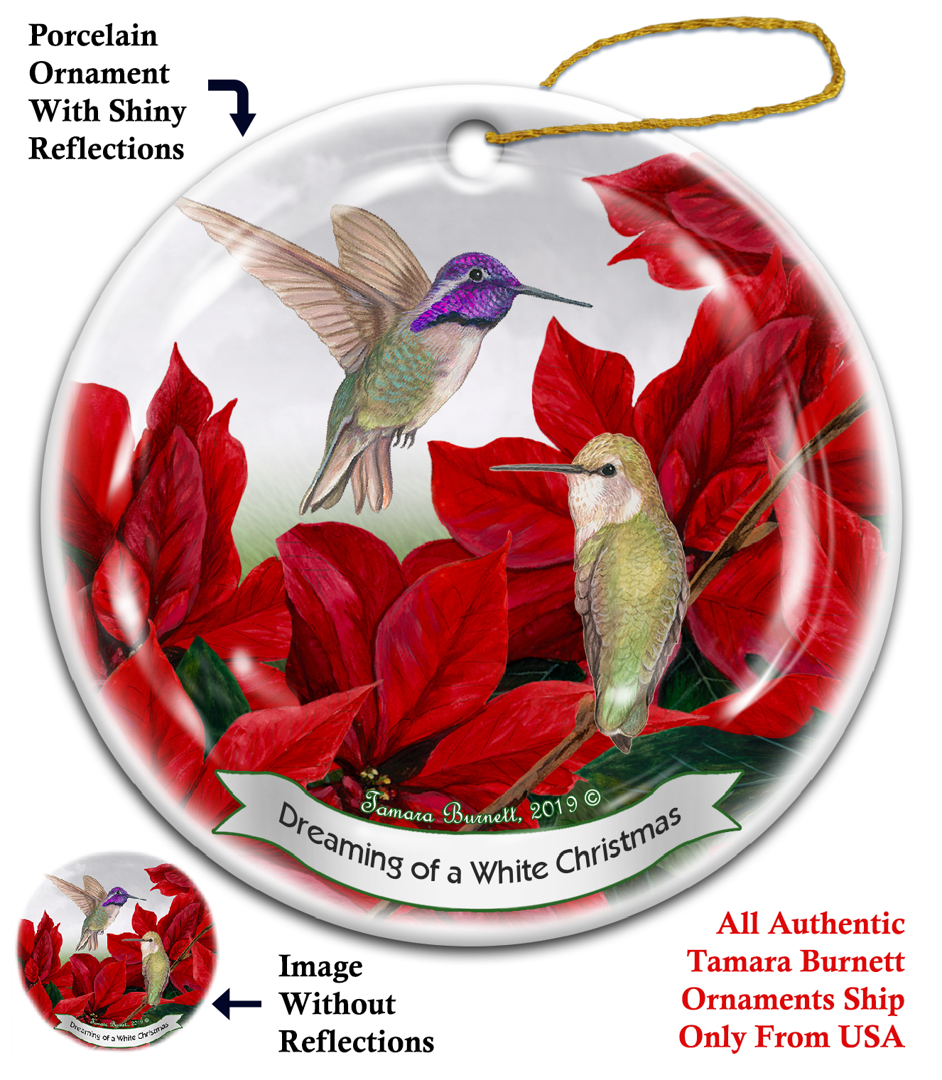An image of product 10034 Costas Hummingbird - Up To Snow Good Ornament