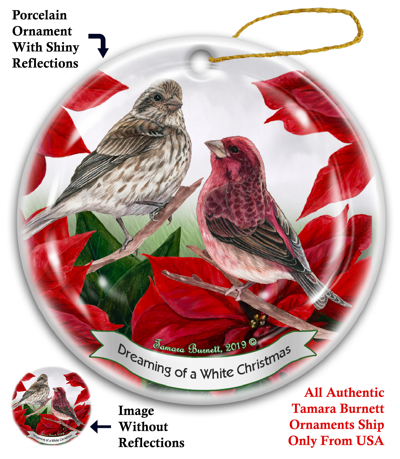 Purple Finch - Up To Snow Good Ornament Image