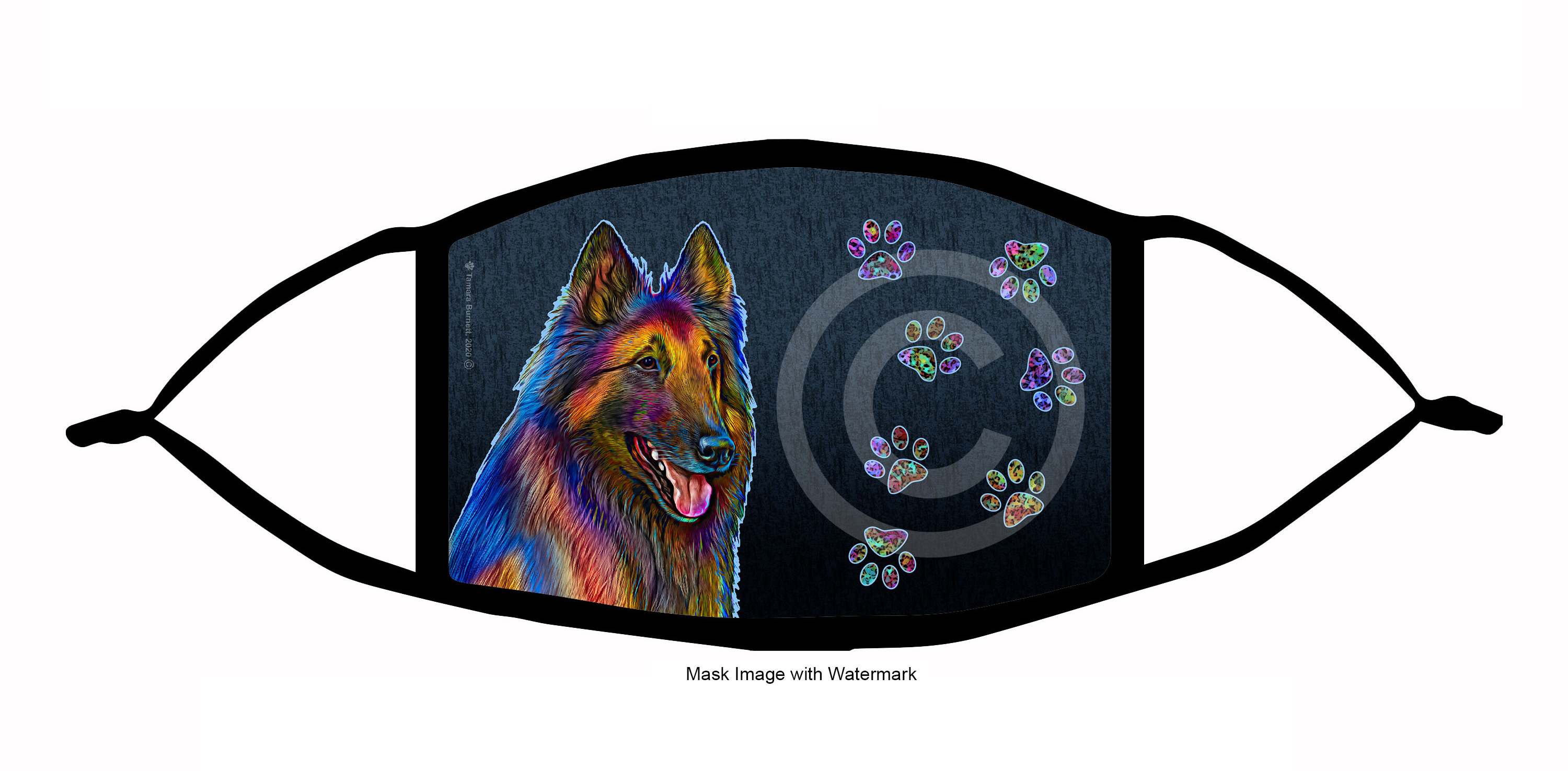 An image of product 10071 Belgian Tervuren (Fawn) Funky Pups Cloth Face Mask