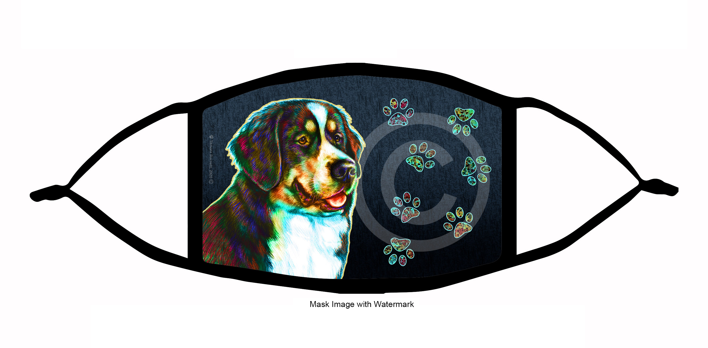 An image of product 10072 Bernese Mountain Dog Funky Pups Cloth Face Mask