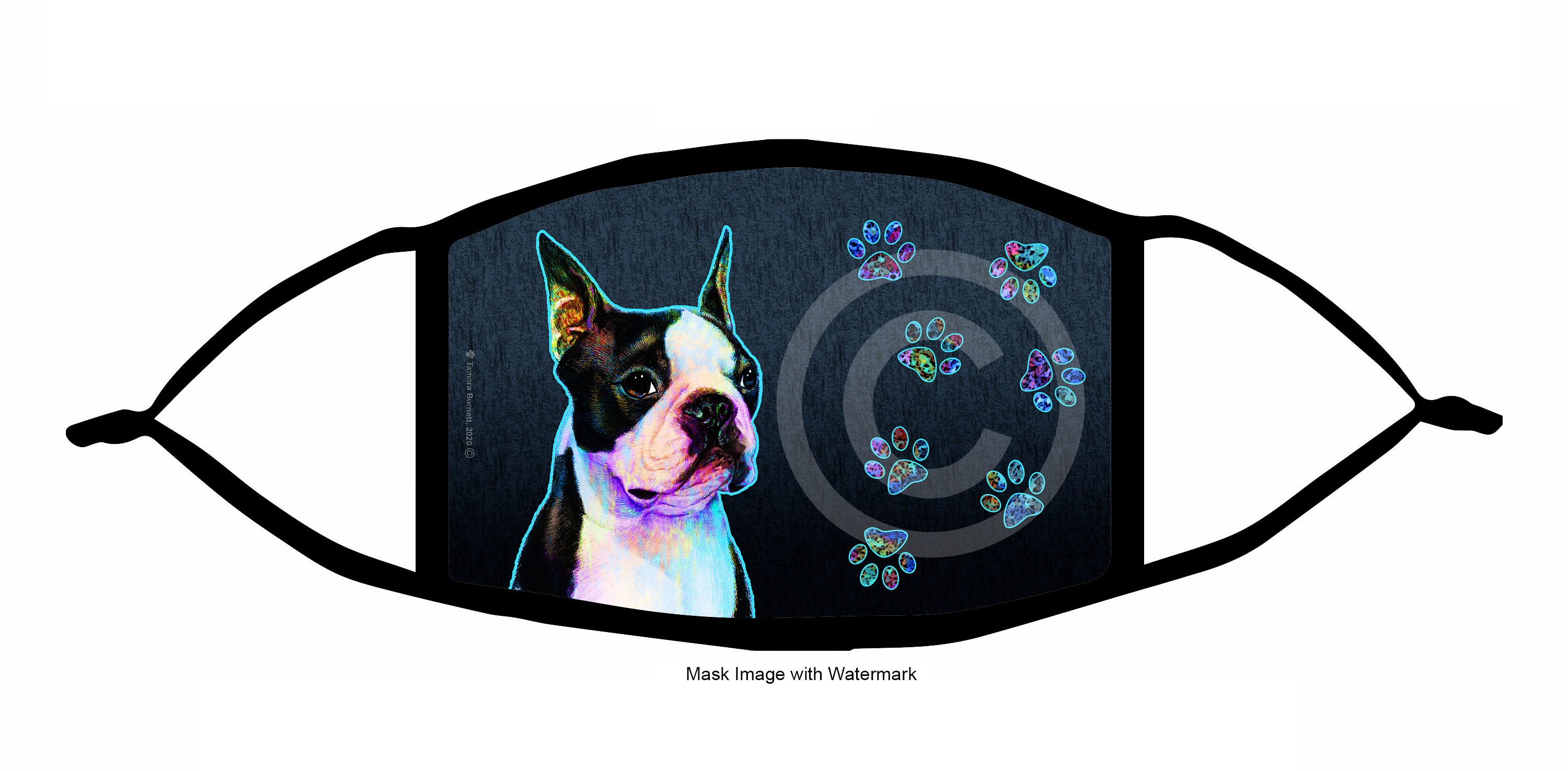 An image of product 10077 Boston Terrier Funky Pups Cloth Face Mask