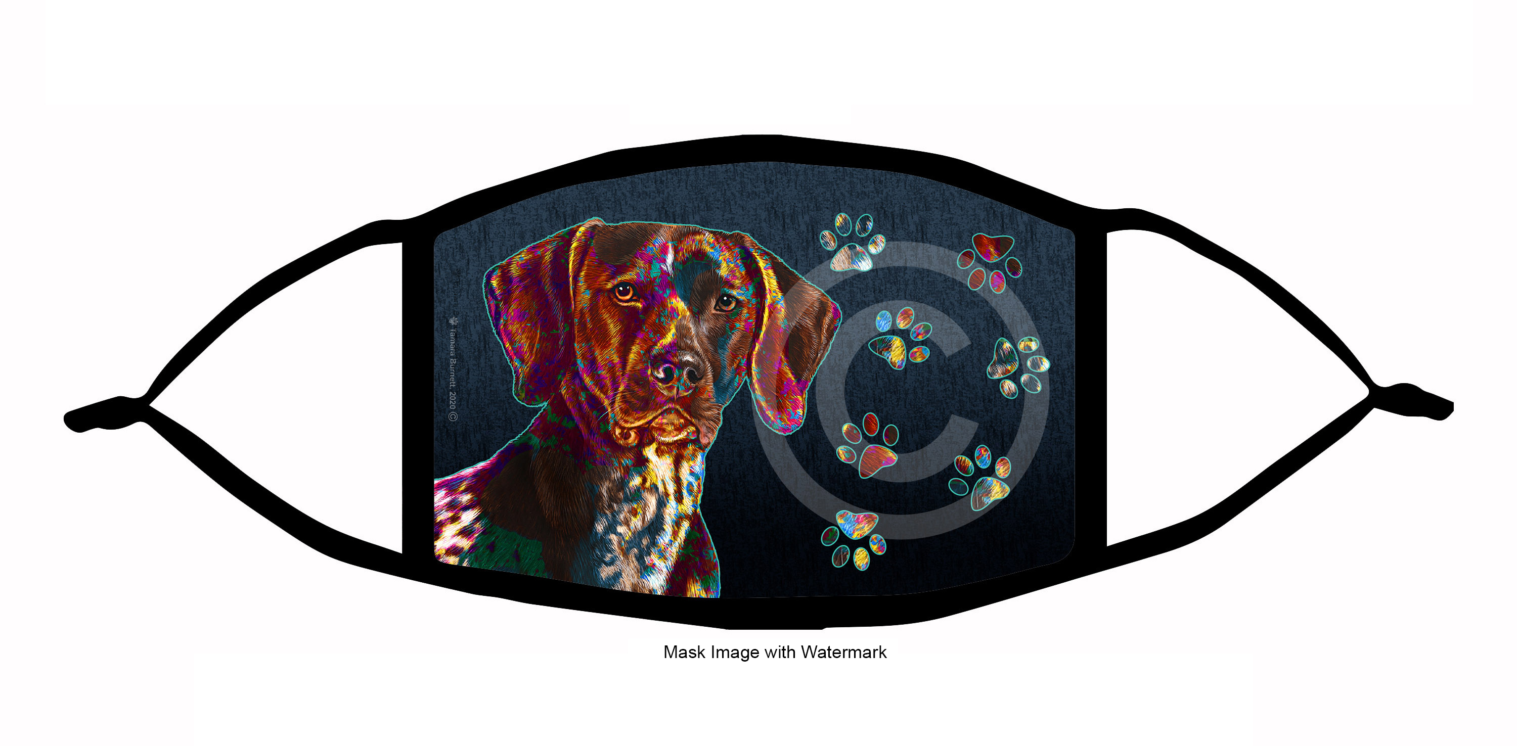 An image of product 10122 German Shorthaired Pointer Funky Pups Cloth Face Mask