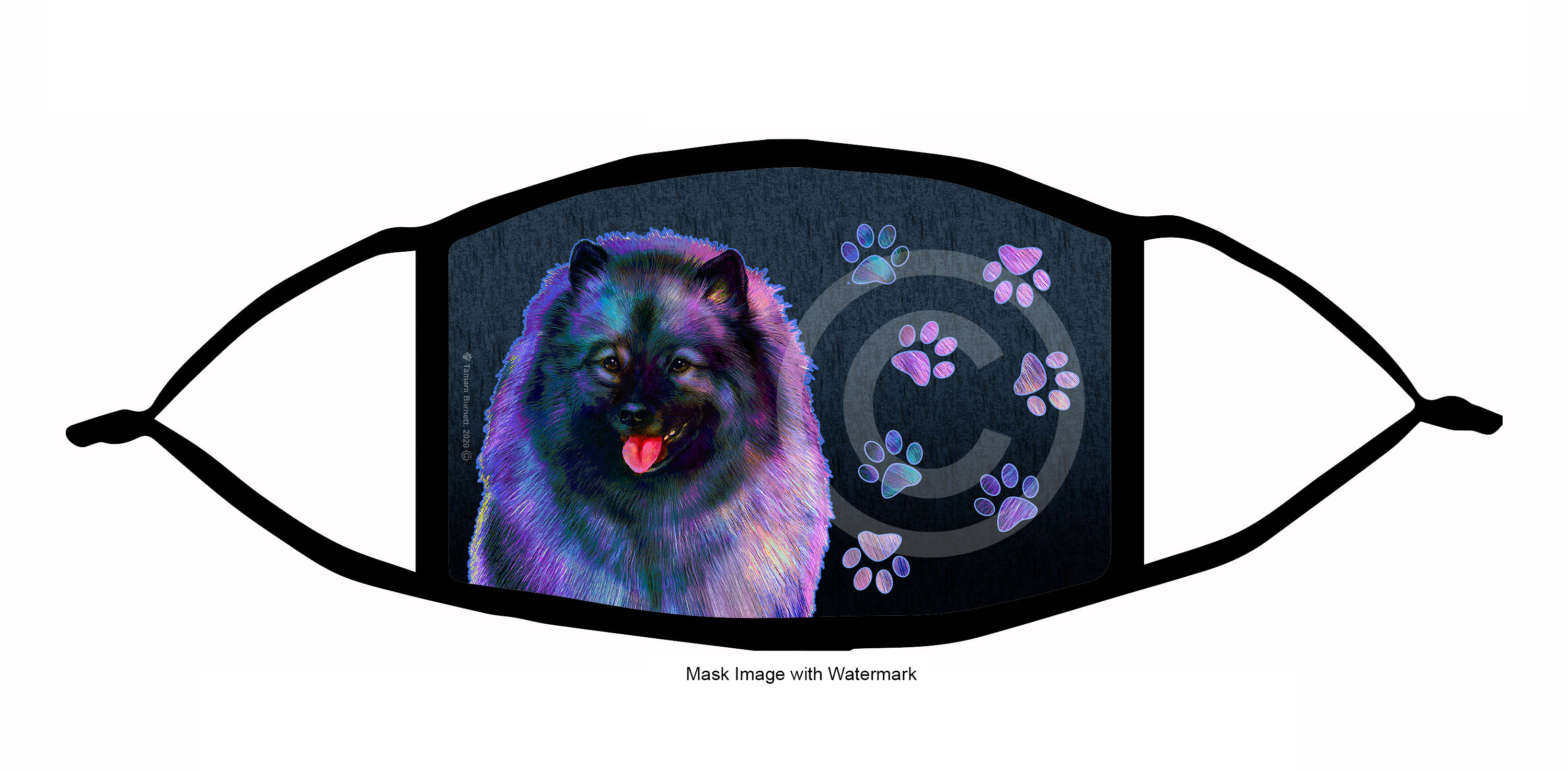 An image of product 10137 Keeshond Funky Pups Cloth Face Mask