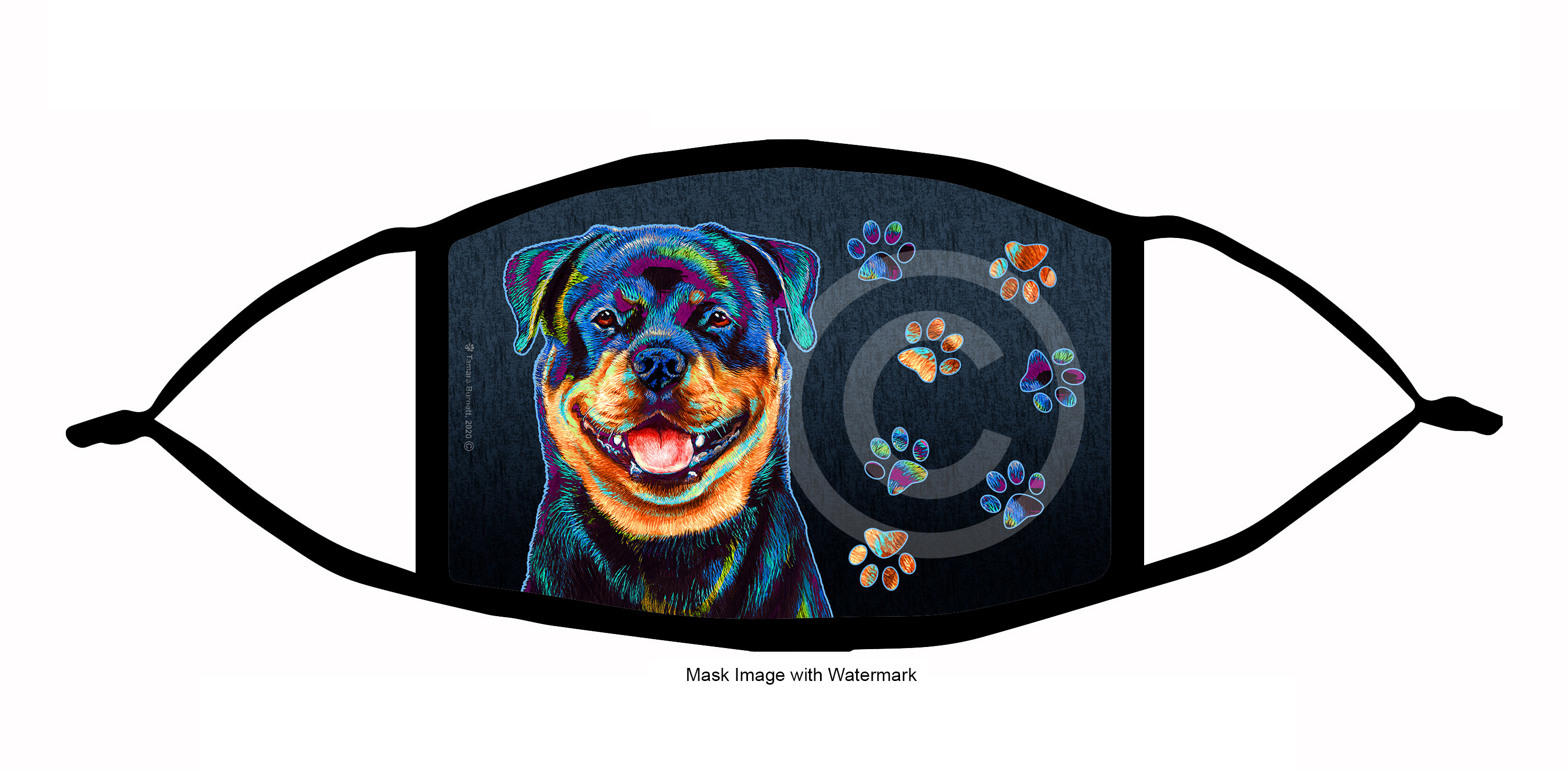 An image of product 10164 Rottweiler Funky Pups Cloth Face Mask