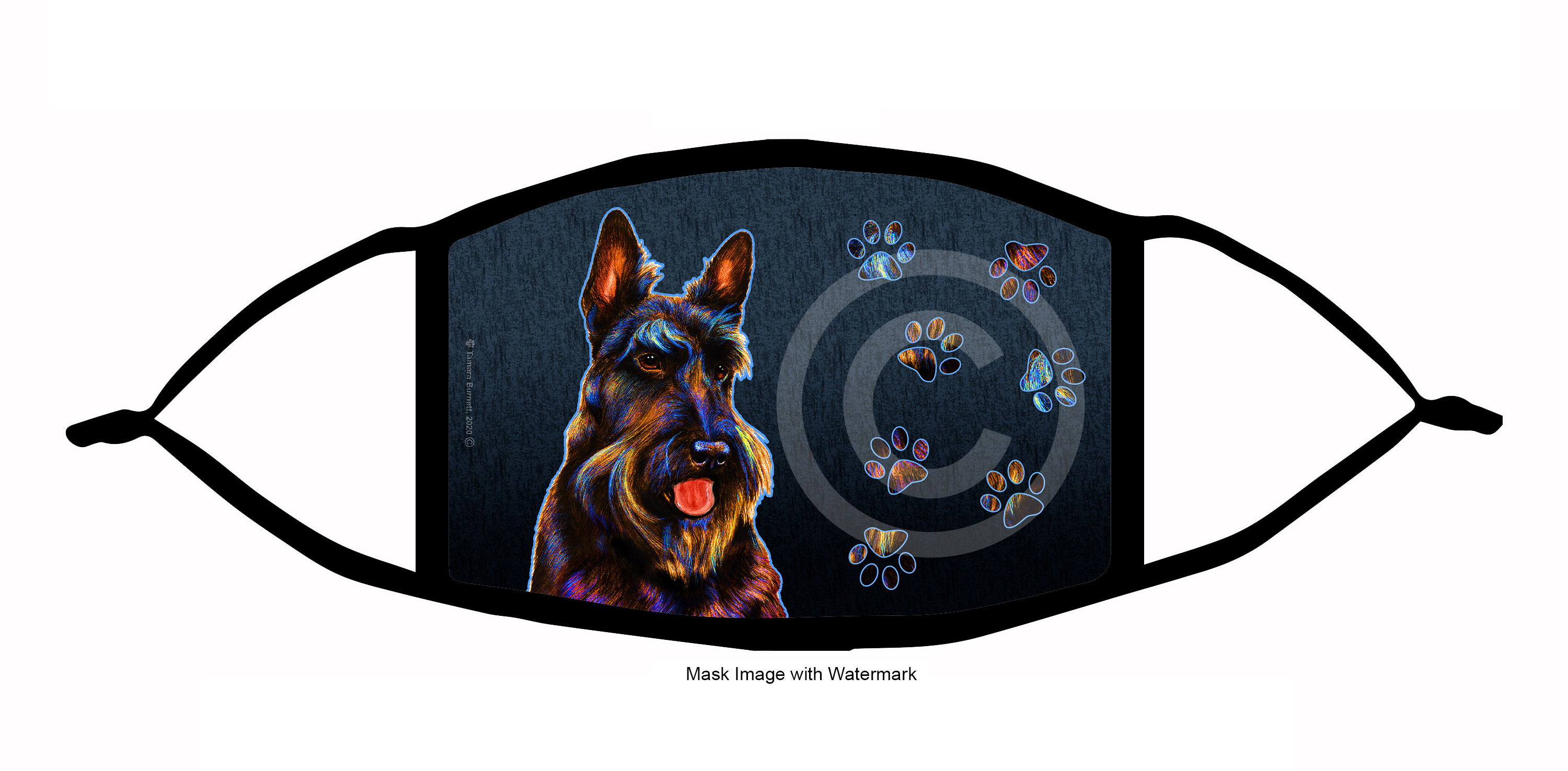 An image of product 10170 Scottish Terrier (Black) Funky Pups Cloth Face Mask