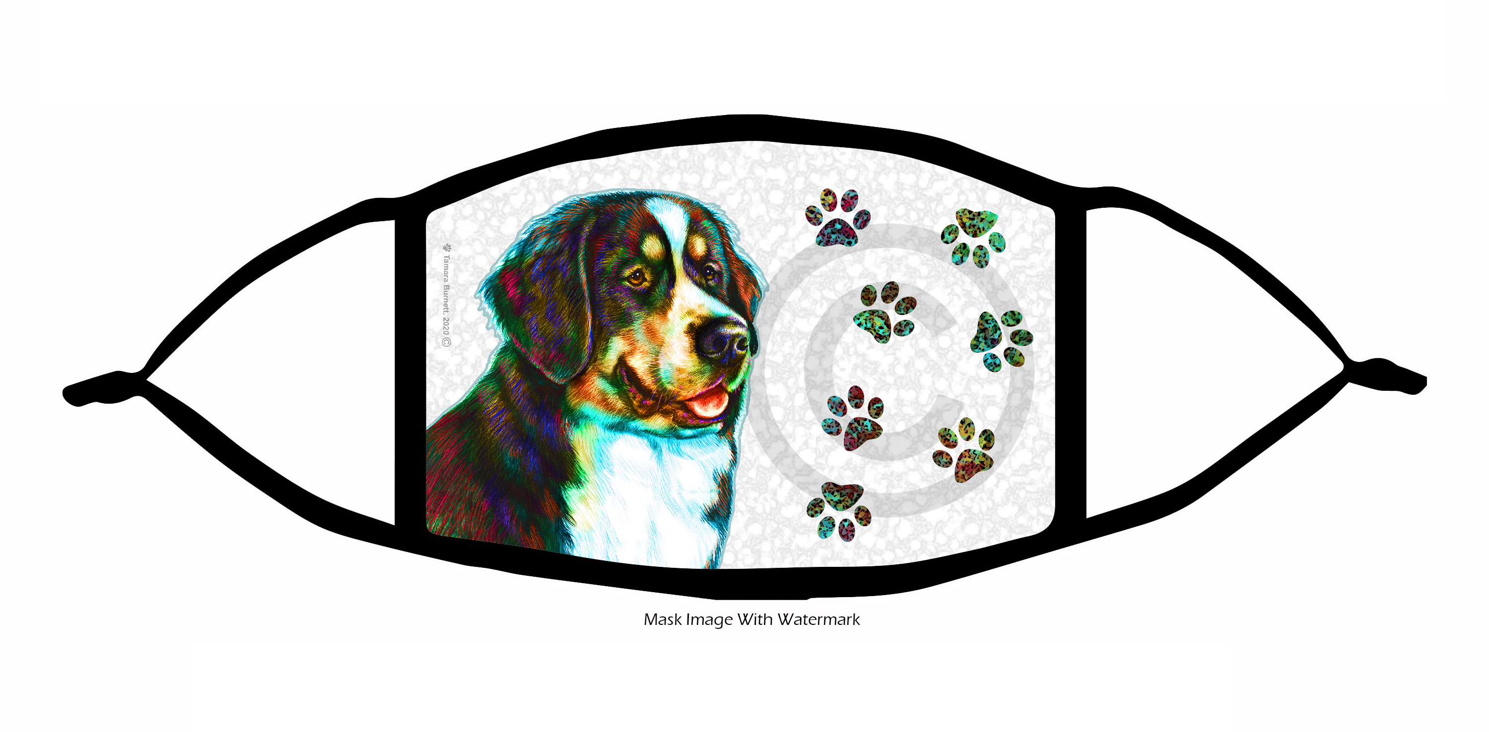 Bernese Mountain Dog Groovy Paws Cloth Face Mask image