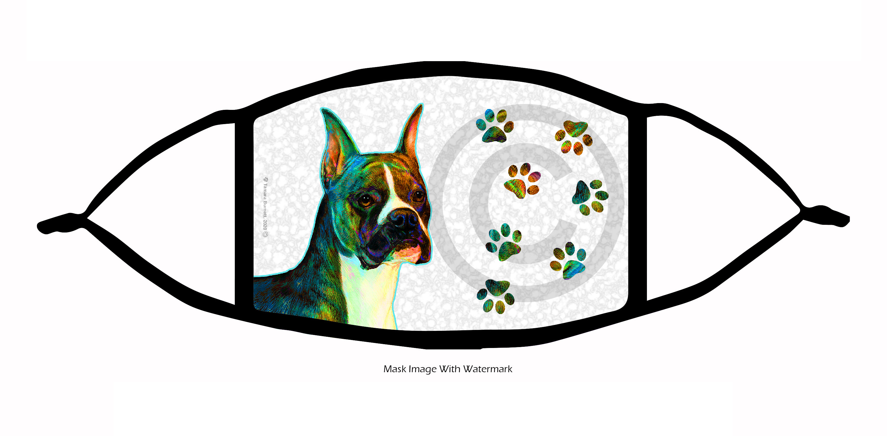 Boxer (Fawn and White Cropped Ears) Groovy Paws Cloth Face Mask image