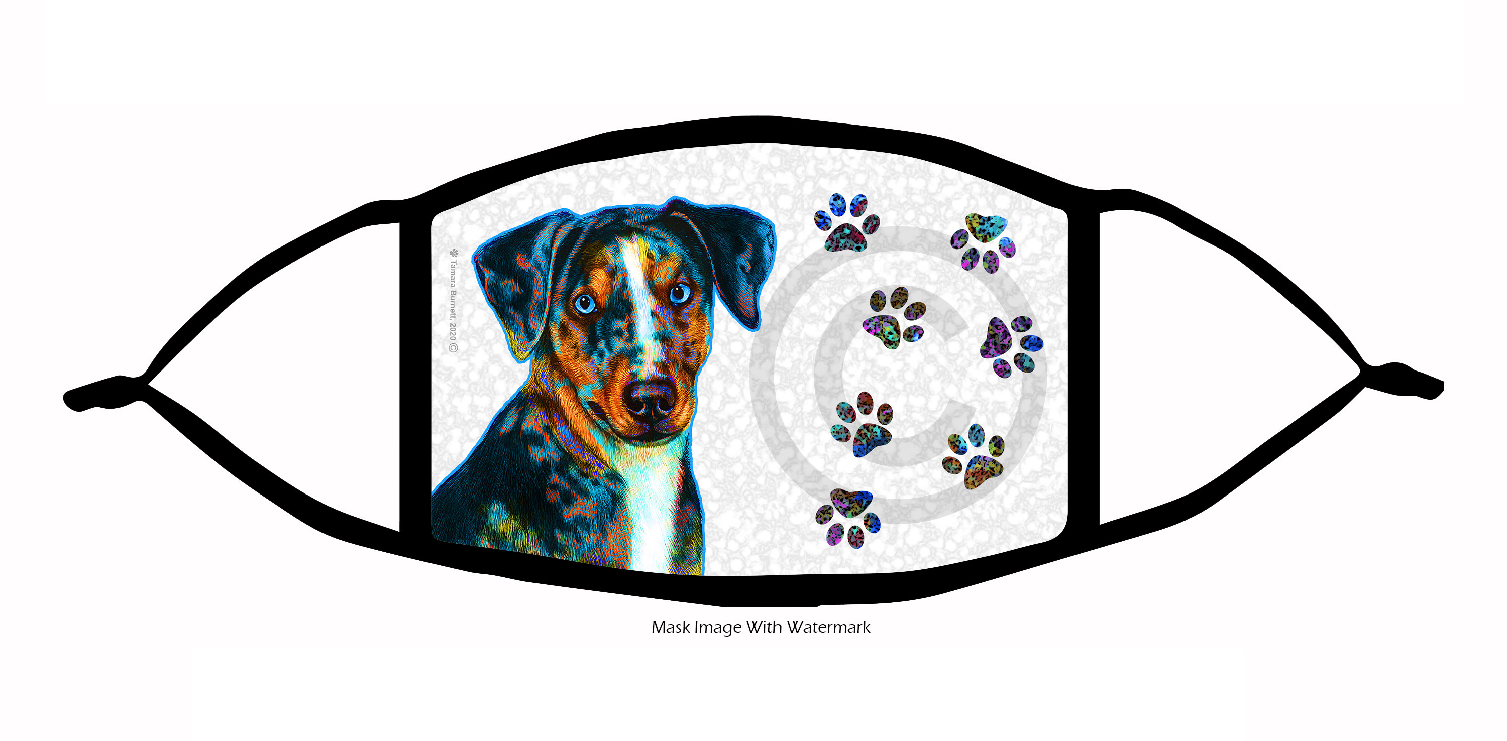 Catahoula Leopard Dog Groovy Paws Cloth Face Mask image
