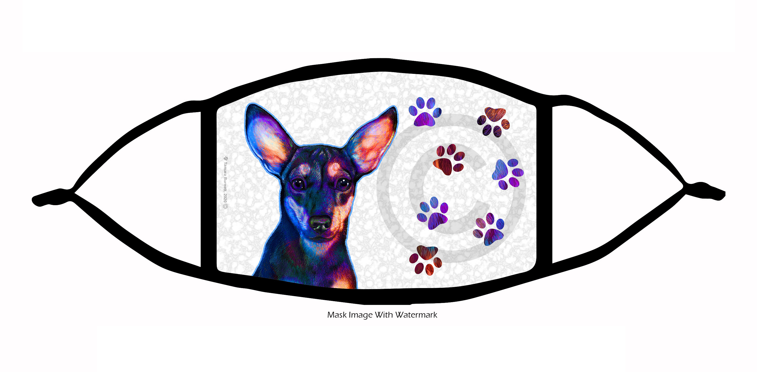Chiweenie (Black and Tan) Groovy Paws Cloth Face Mask image