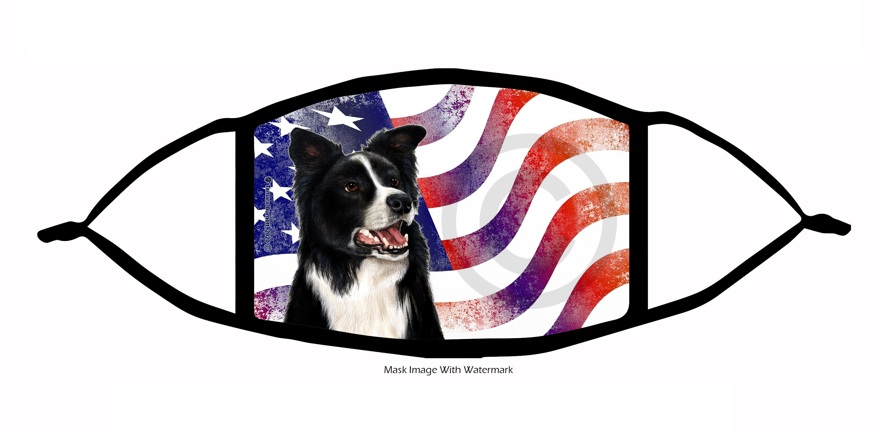 An image of the Border Collie Patriotic Pups Cloth Face Mask