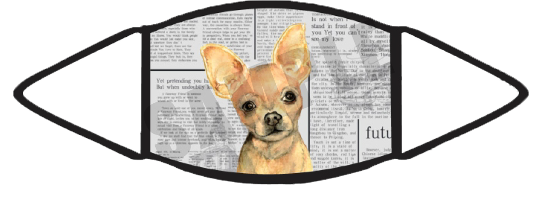 Chihuahua Pawies Face Mask (Newspaper) image