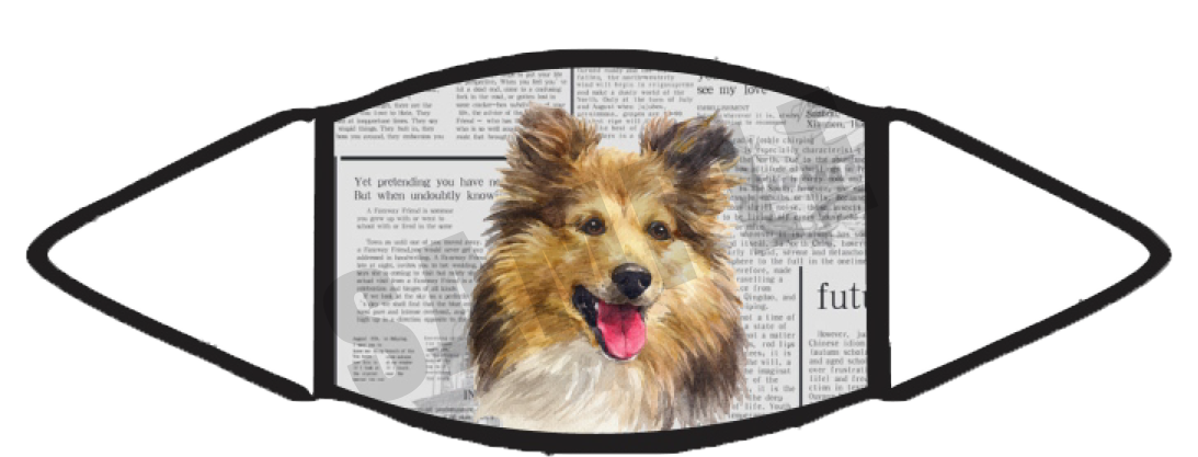 Collie Pawies Face Mask (Newspaper) image