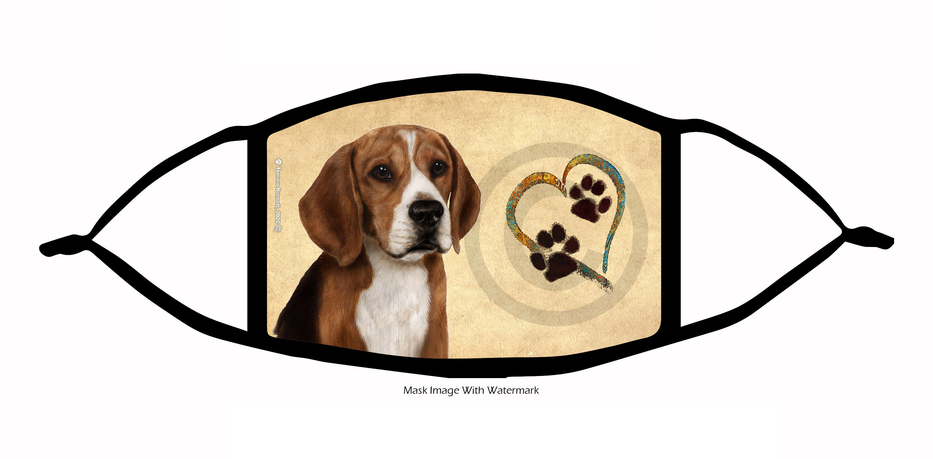 Beagle Paws On My Heart Cloth Face Mask image