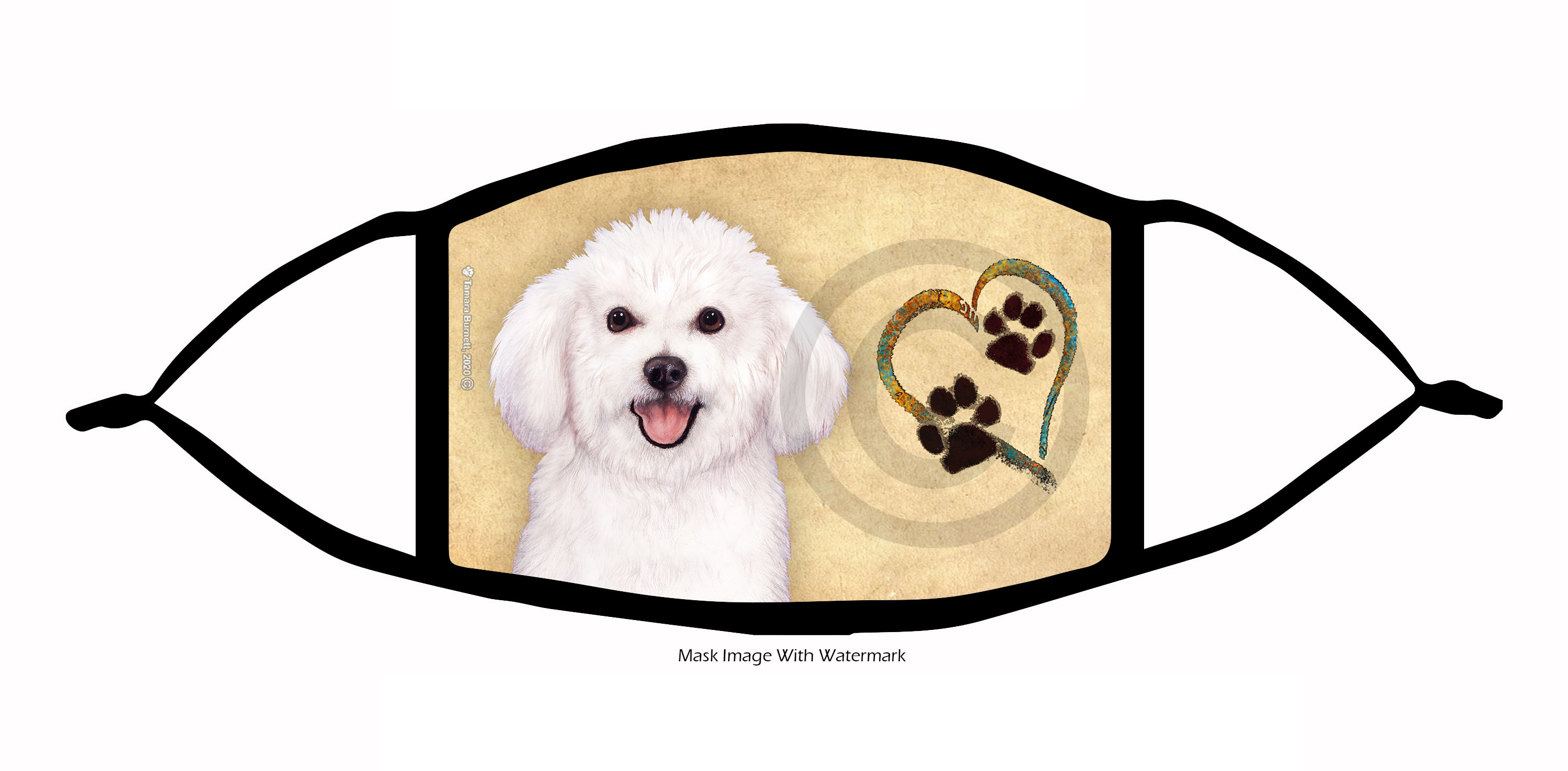 Bichon Frise Paws On My Heart Cloth Face Mask image