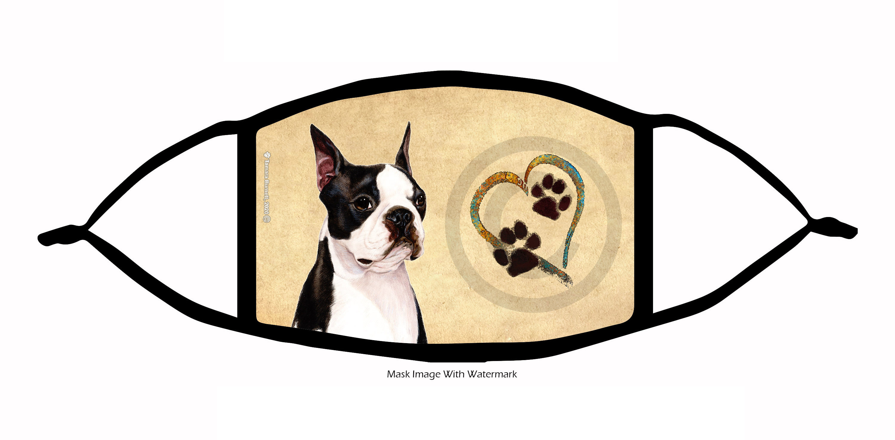 Boston Terrier Paws On My Heart Cloth Face Mask image