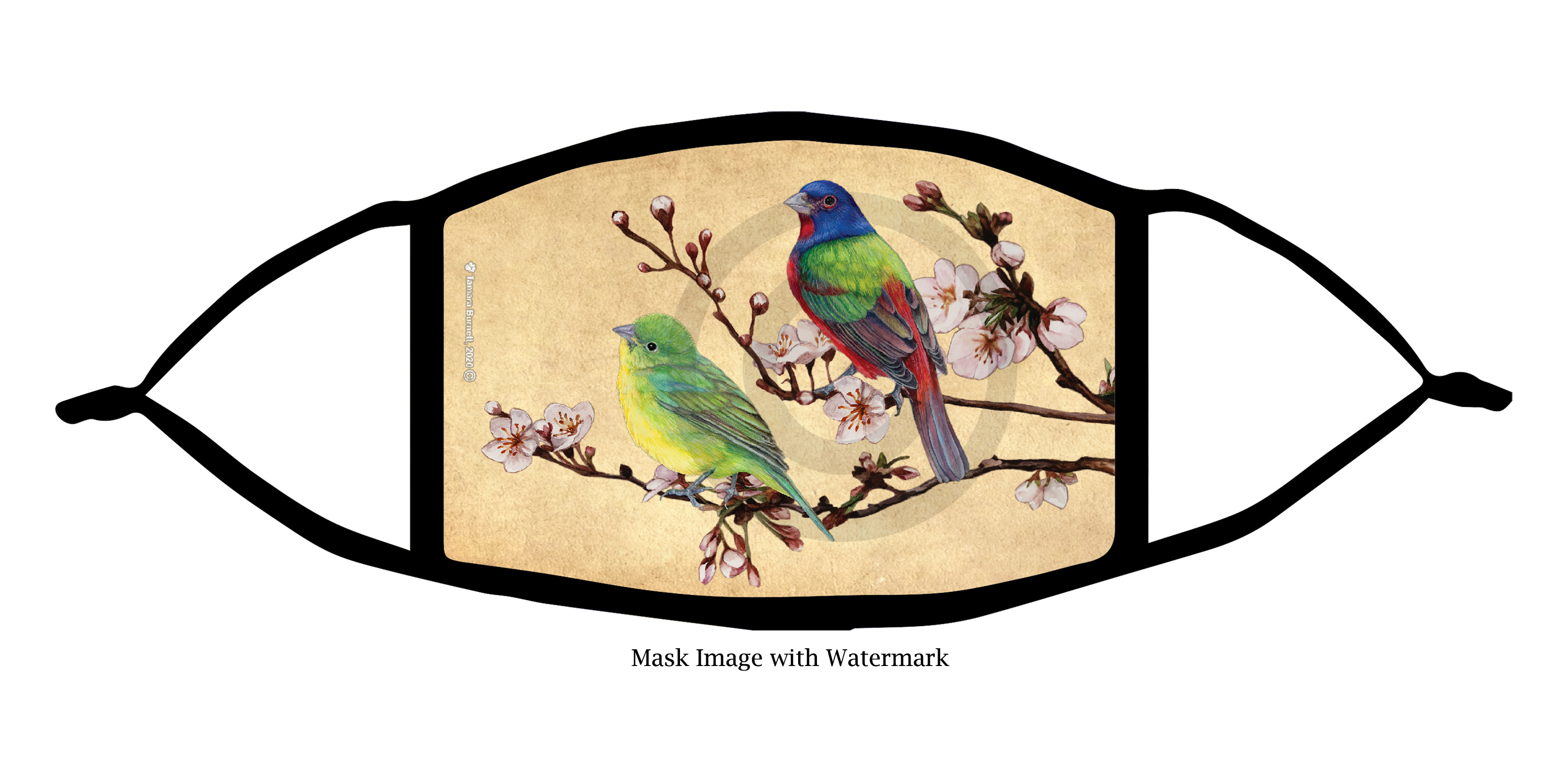 Painted Bunting Paws On My Heart Cloth Face Mask image