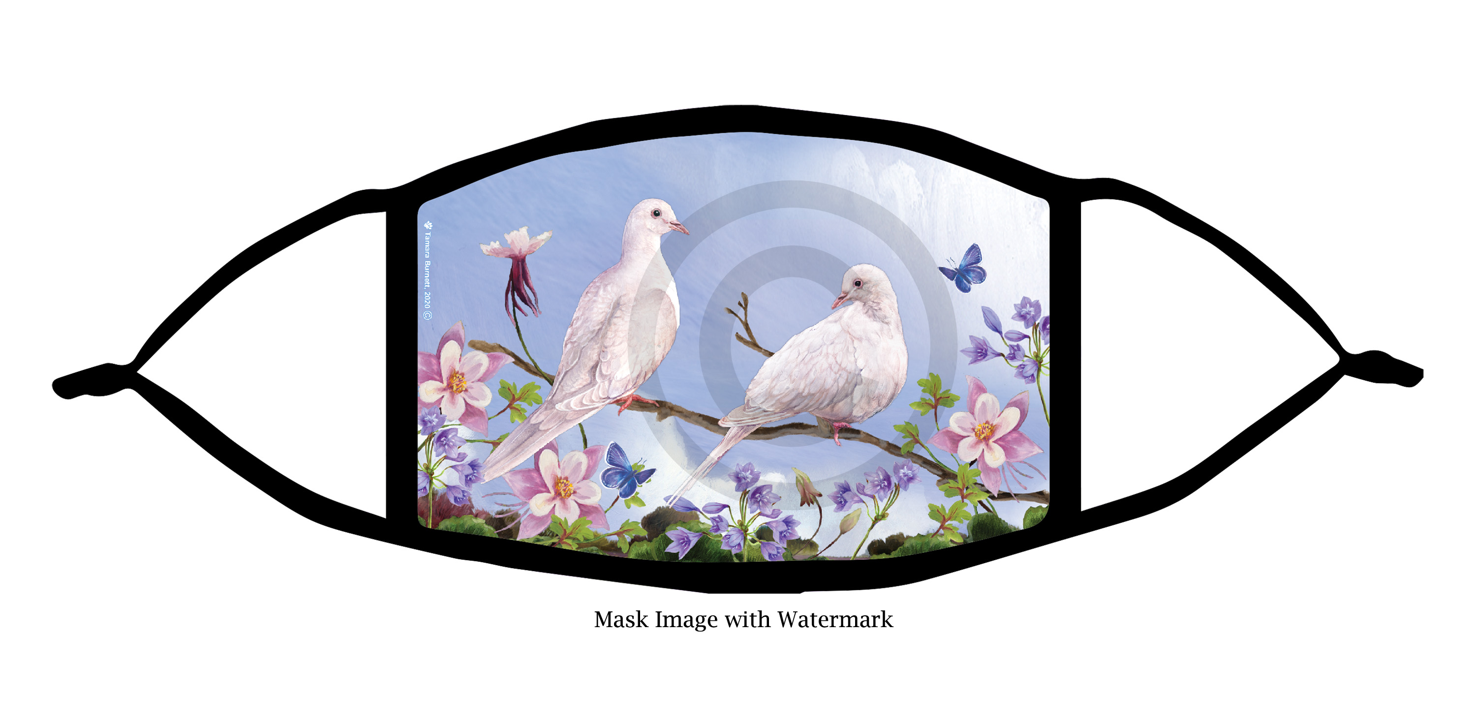 Mourning Dove White Garden Party Cloth Face Mask image