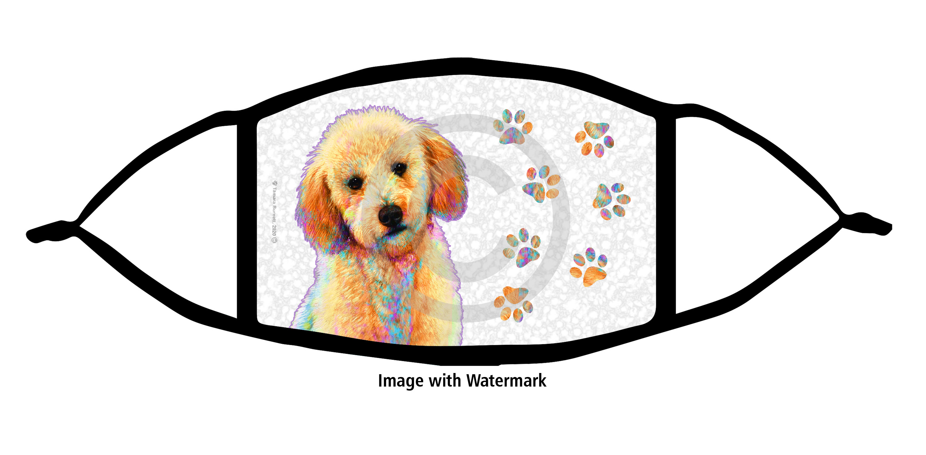 Labradoodle Blonde Groovy Paws Cloth Face Mask image