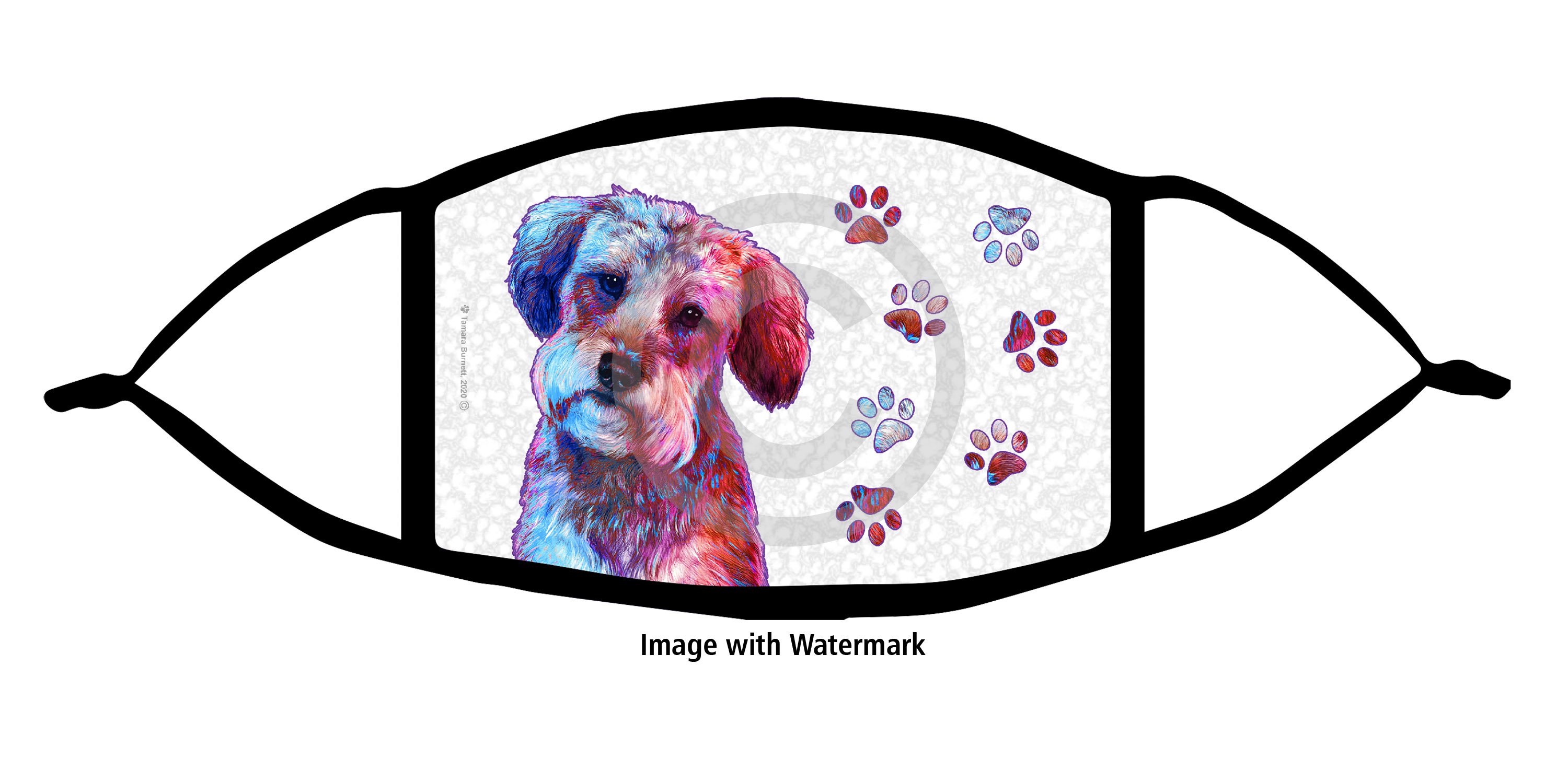 Schnoodle Grey Groovy Paws Cloth Face Mask image