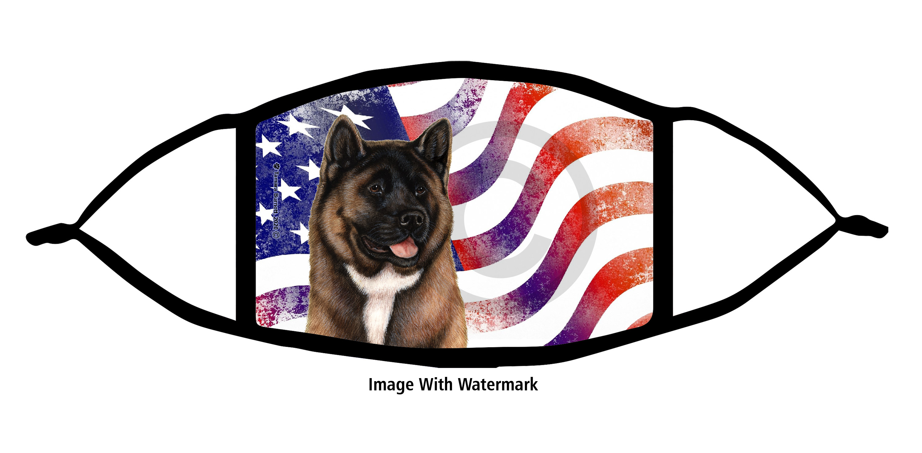 An image of the Akita Red Patriotic Pups Cloth Face Mask