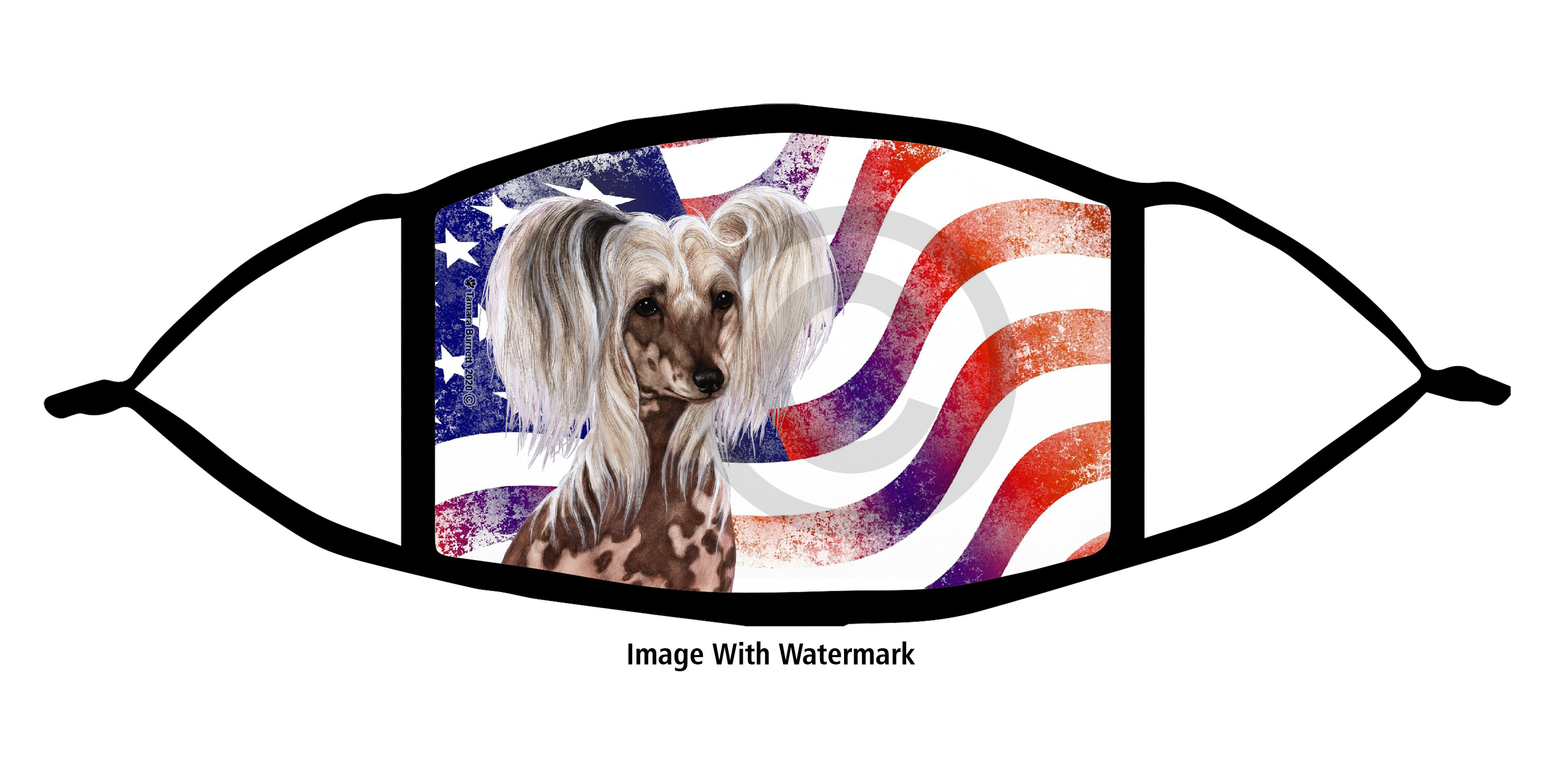 An image of the Chinese Crested Patriotic Pups Cloth Face Mask