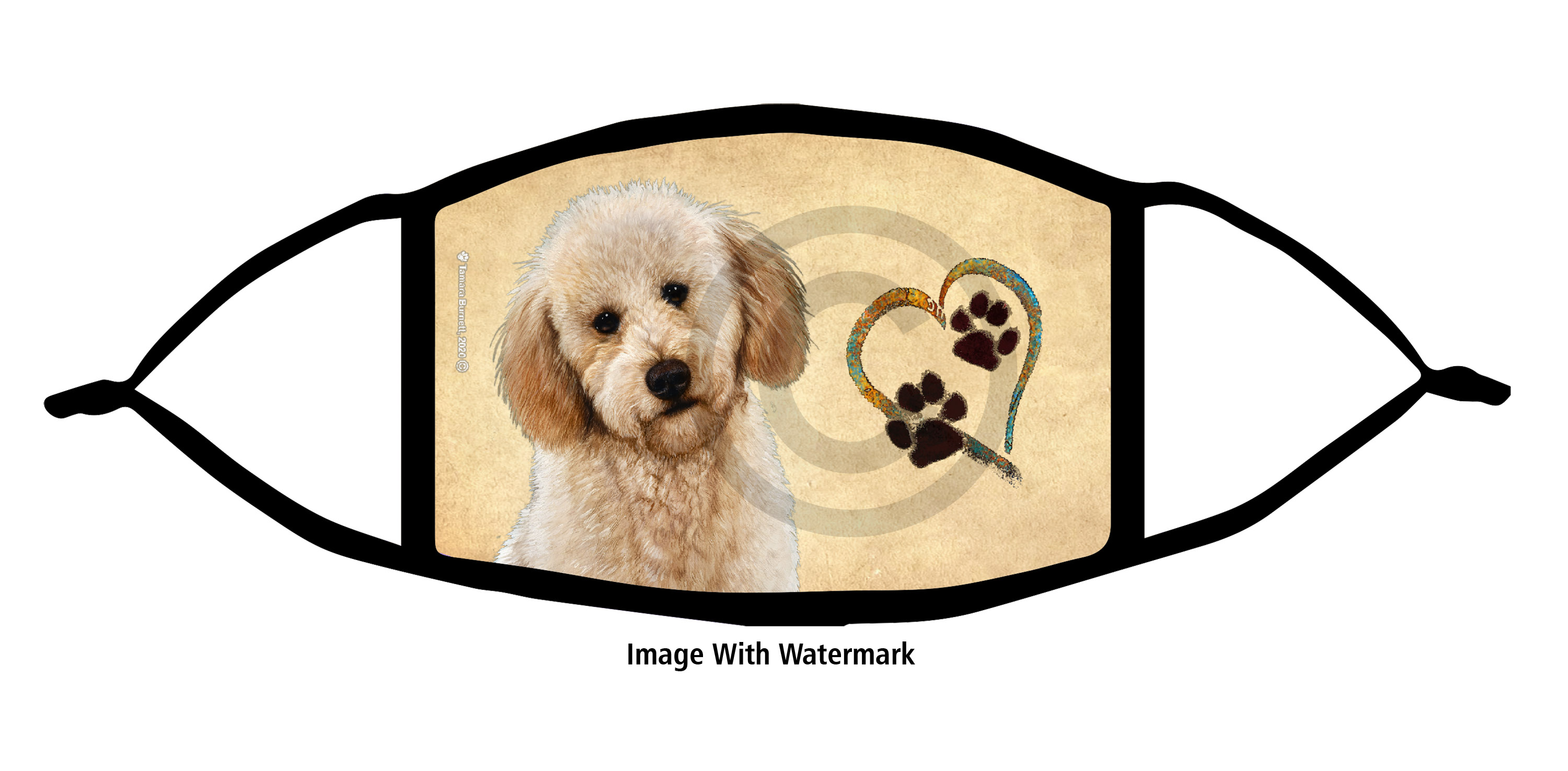 Labradoodle Blonde Paws On My Heart Cloth Face Mask image