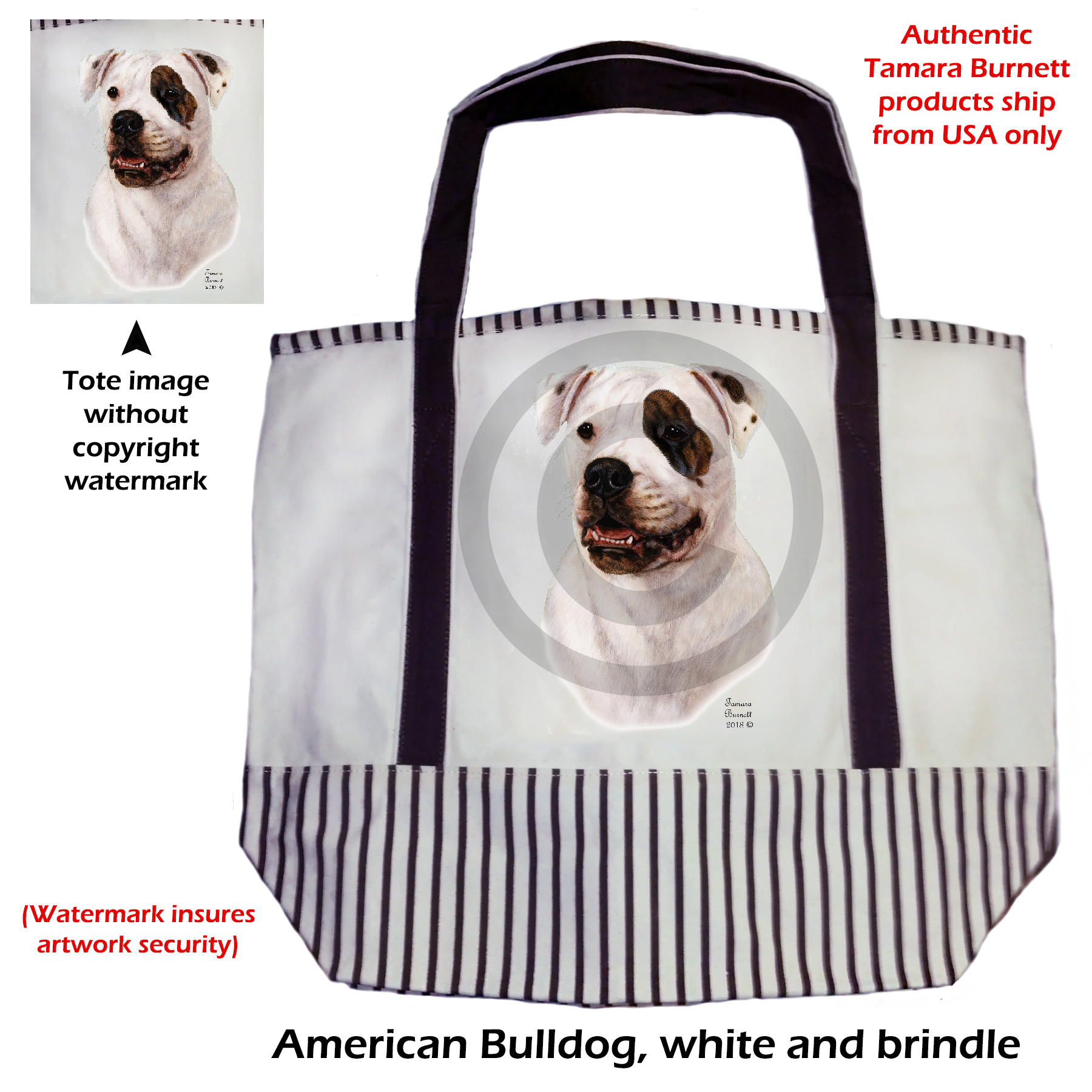 An image of the American Bulldog Brindle Eye  Tote Bag