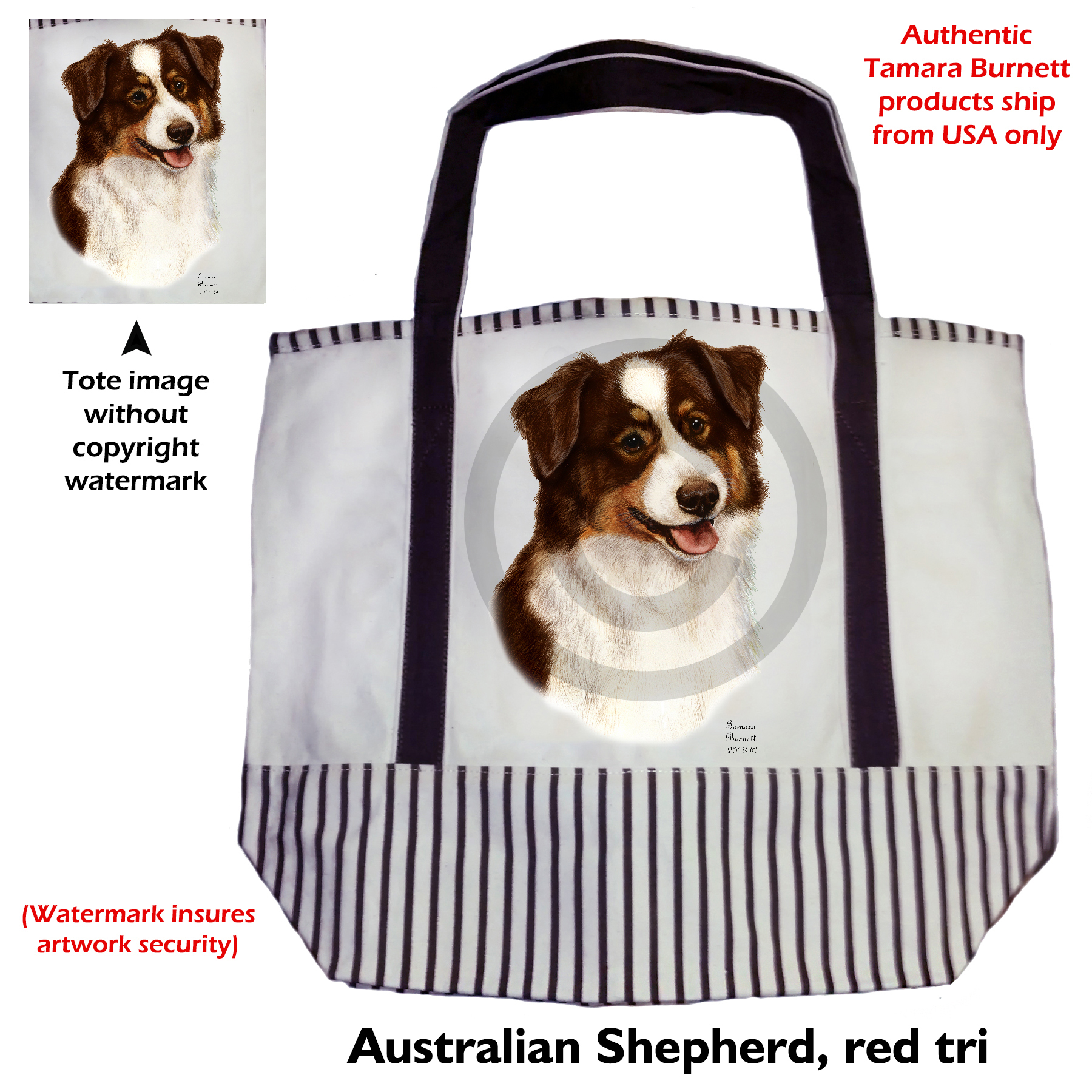 Australian Shepherd Red Tri  Tote Bag image