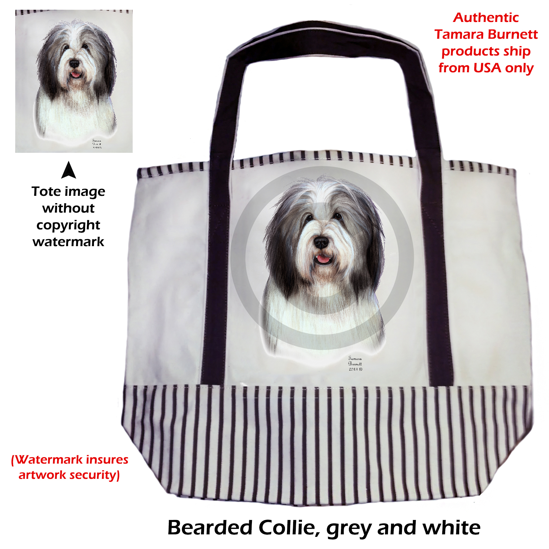 An image of the Bearded Collie  Tote Bag