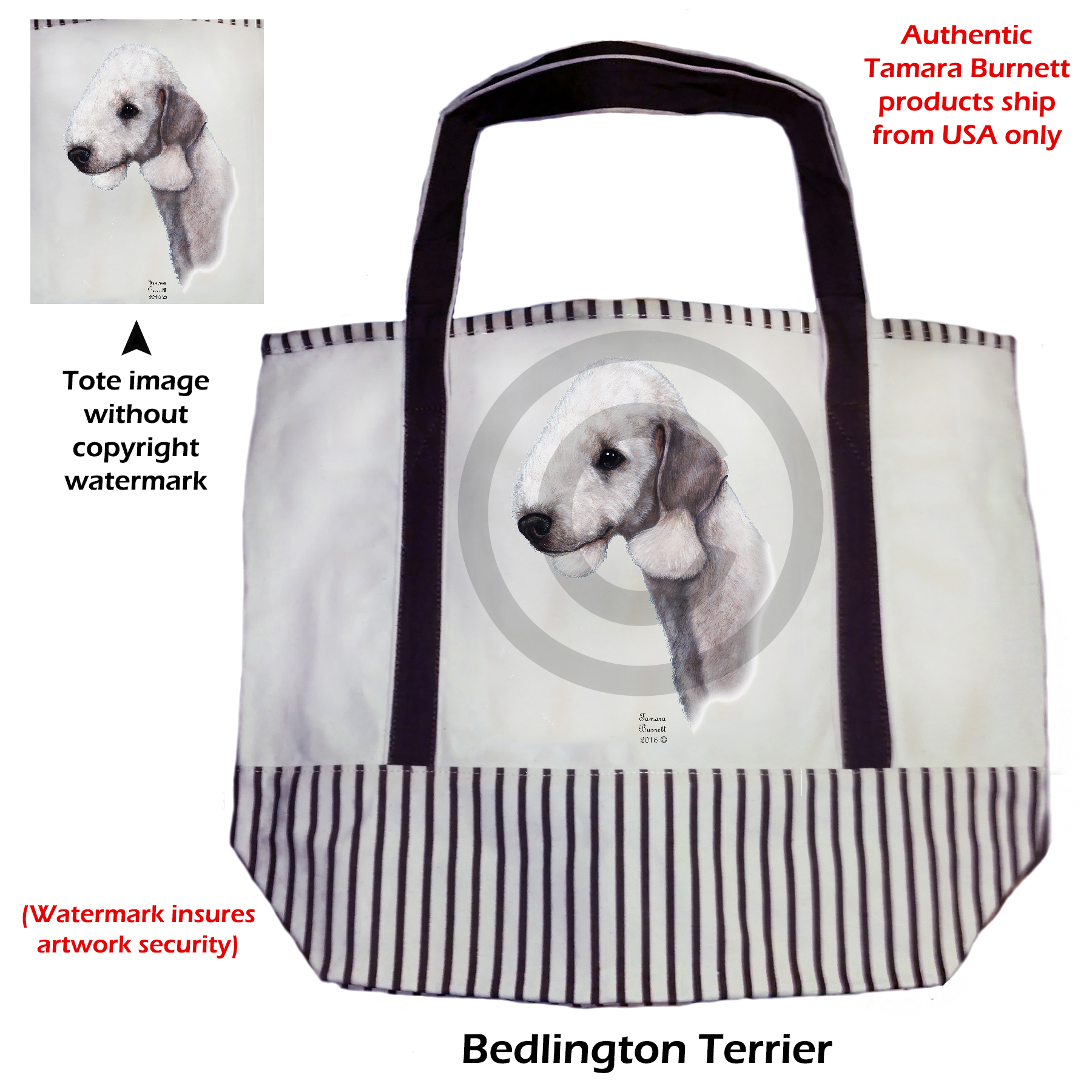 An image of the Bedlington Terrier White  Tote Bag