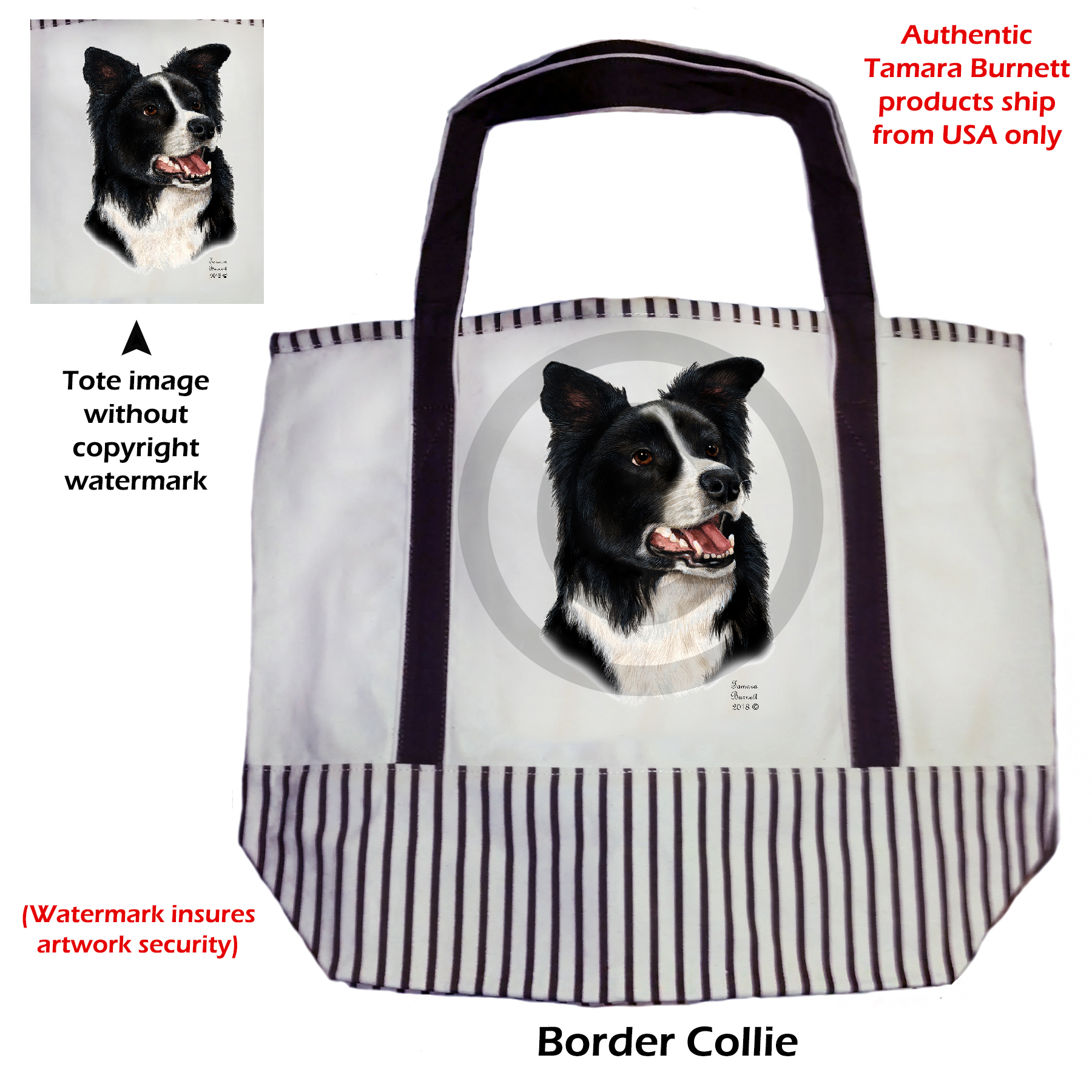 An image of the Border Collie  Tote Bag