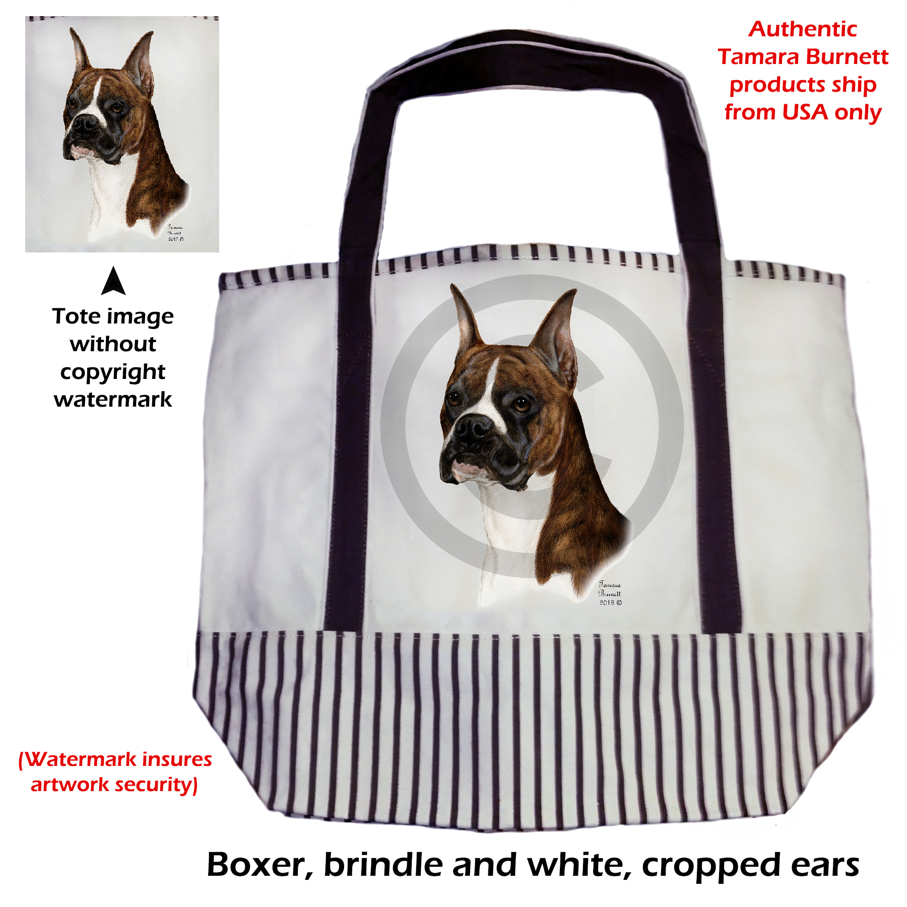 An image of the Boxer Brindle Crop  Tote Bag