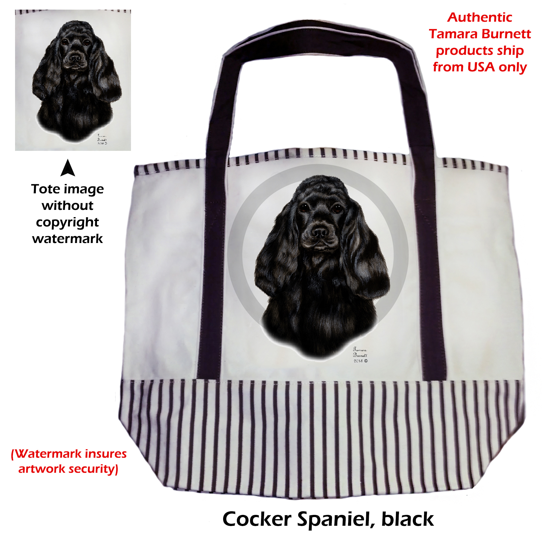 An image of the Cocker Spaniel Blk  Tote Bag