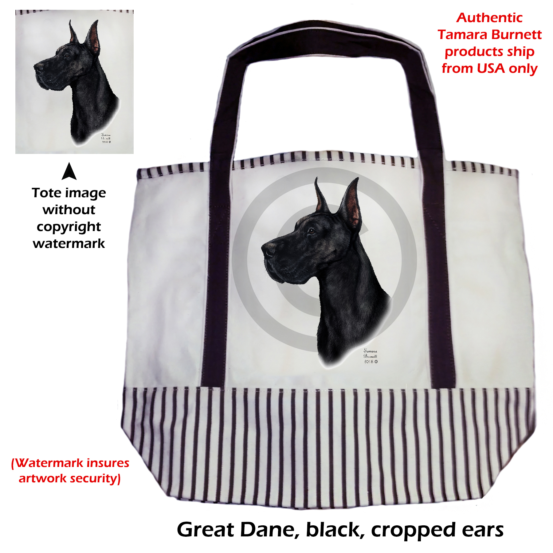 An image of the Great Dane Black Cropped  Tote Bag